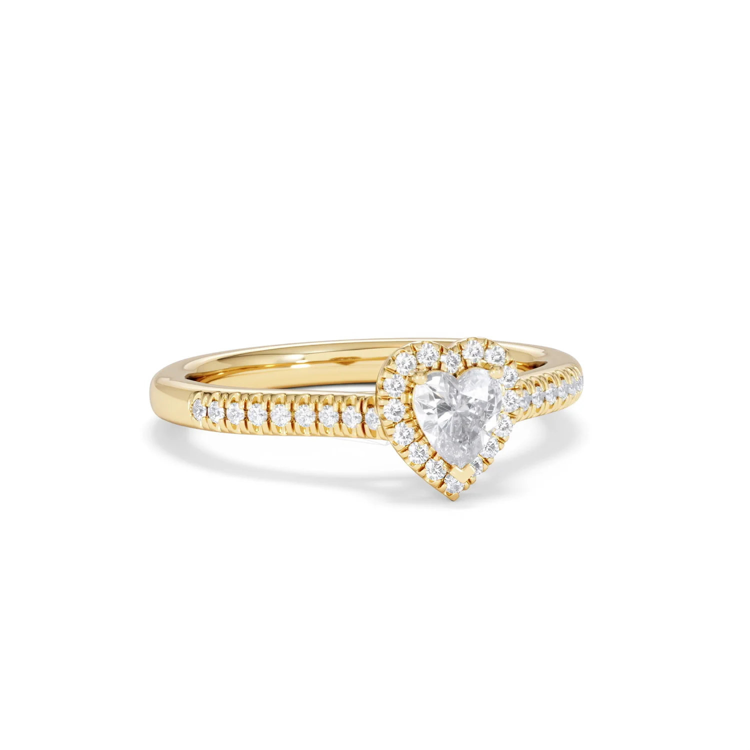 Lumia Heart Cut Lab Diamond Halo Ring 0.50ct F/VS in 18K Gold Vermeil - Image 14