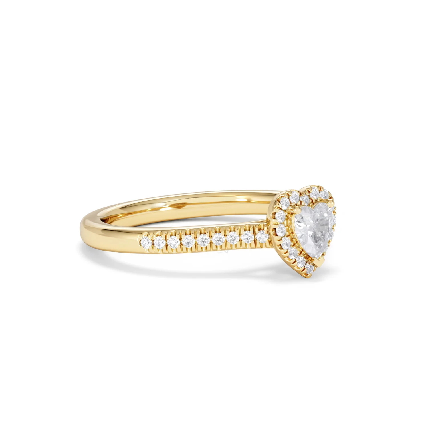 Lumia Heart Cut Lab Diamond Halo Ring 0.50ct F/VS in 18K Gold Vermeil - Image 19