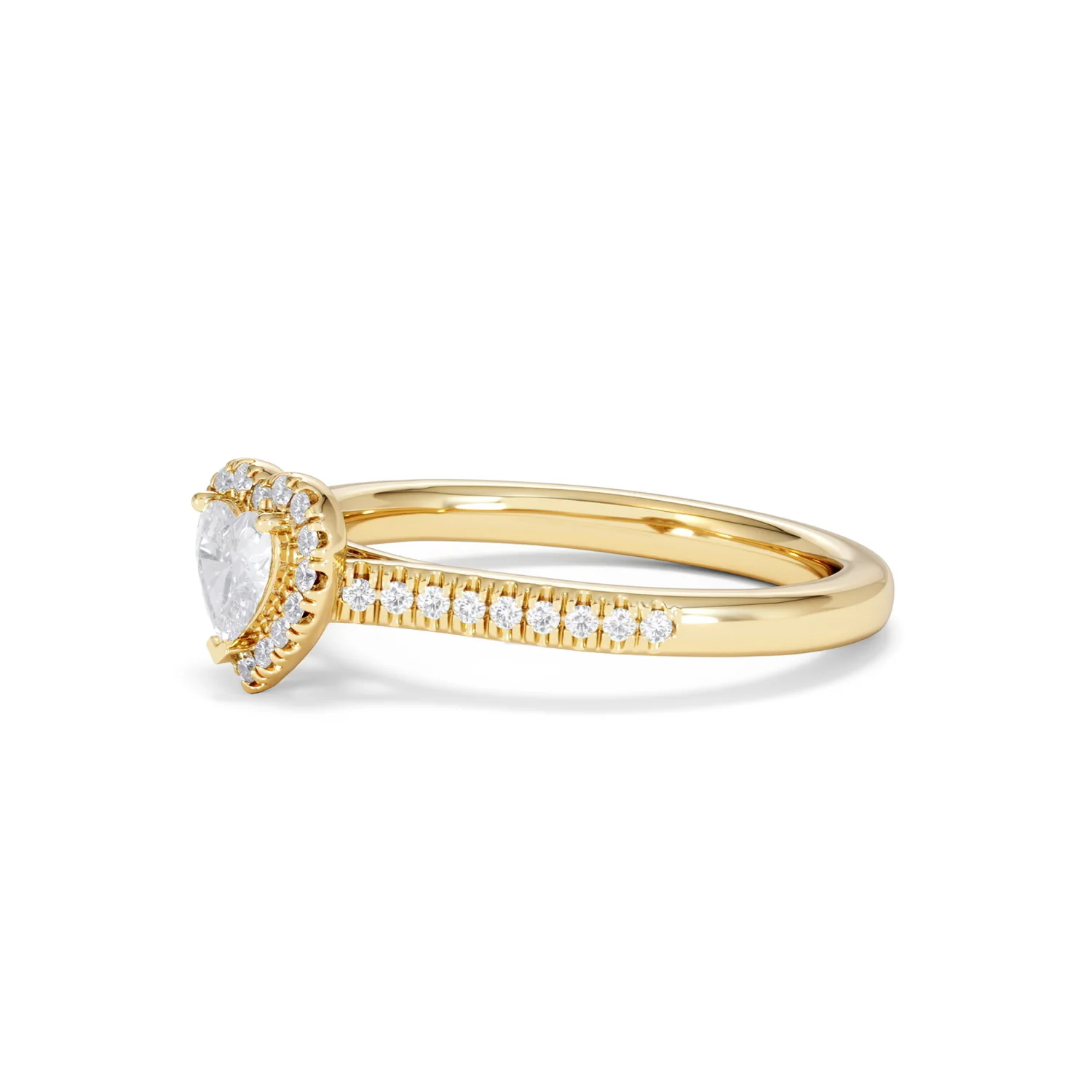 Lumia Heart Cut Lab Diamond Halo Ring 0.50ct F/VS in 18K Gold Vermeil - Image 78