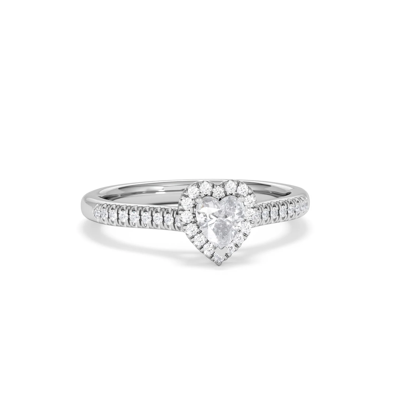 Lumia Heart Cut Lab Diamond Halo Ring 0.50ct F/VS in 925 Silver - Image 11
