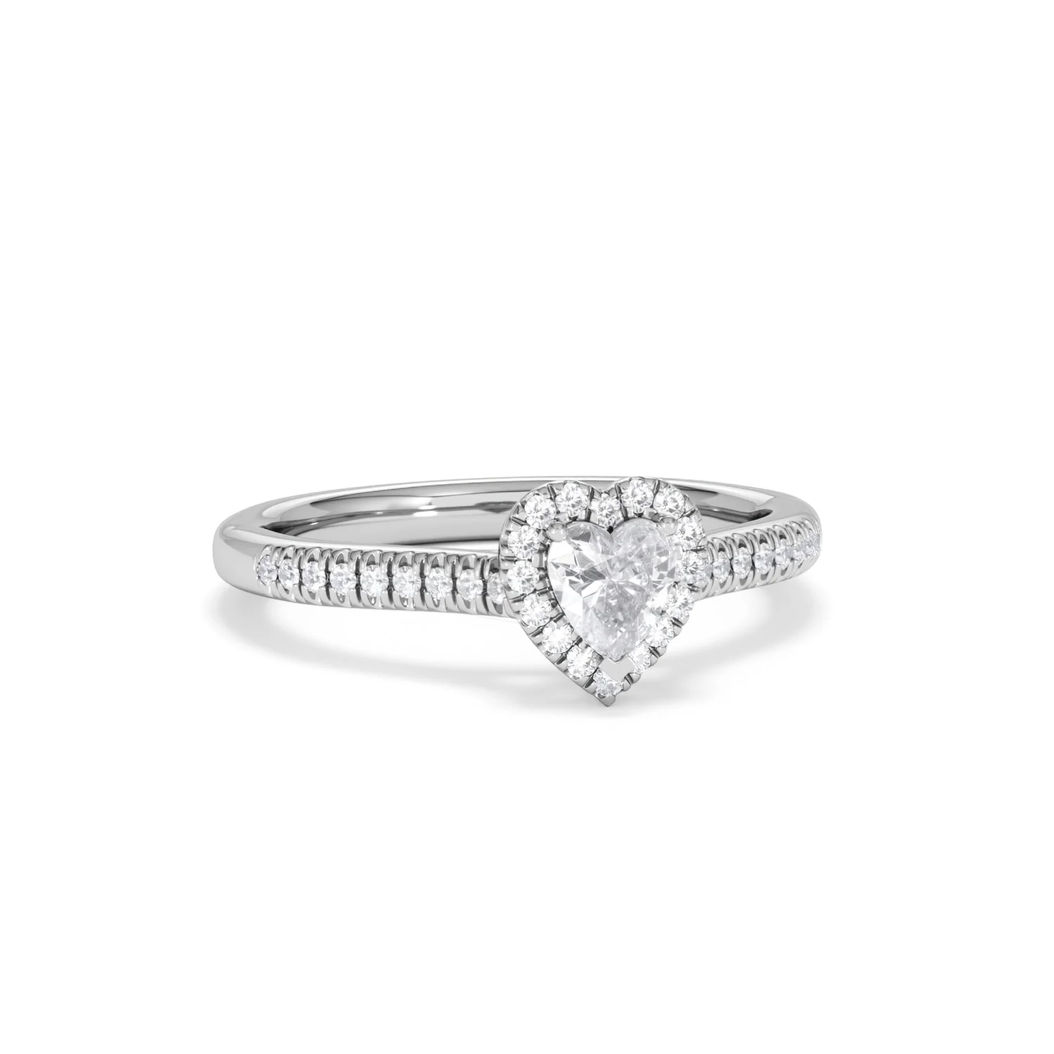 Lumia Heart Cut Lab Diamond Halo Ring 0.50ct F/VS in 925 Silver - Image 12