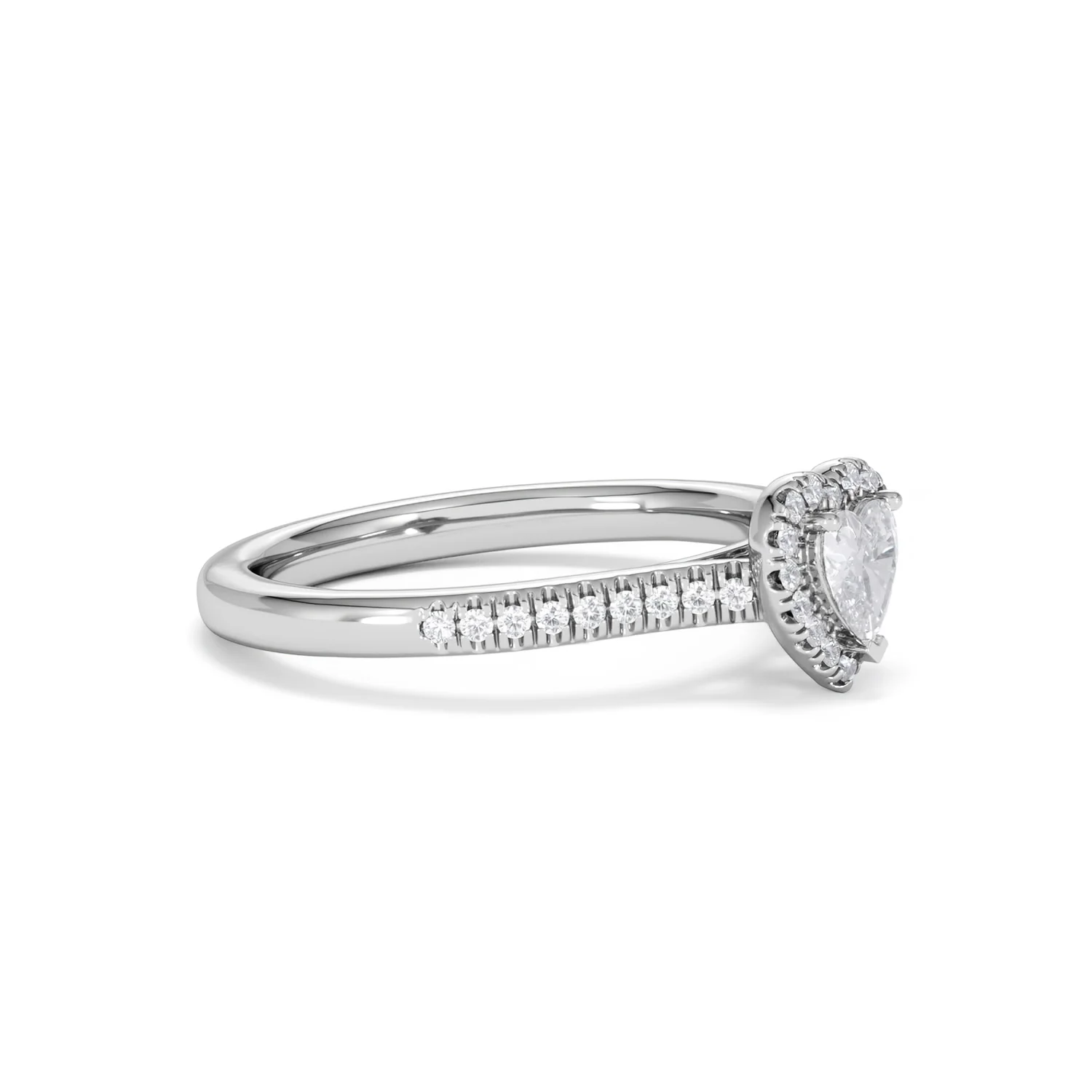 Lumia Heart Cut Lab Diamond Halo Ring 0.50ct F/VS in 925 Silver - Image 21