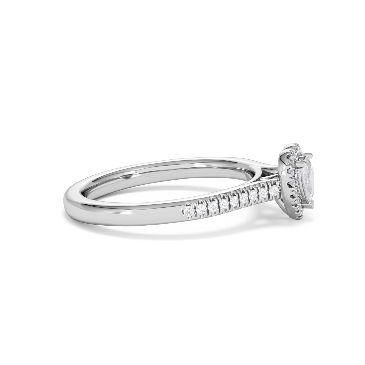 Lumia Heart Cut Lab Diamond Halo Ring 0.50ct F/VS in 925 Silver - Image 26
