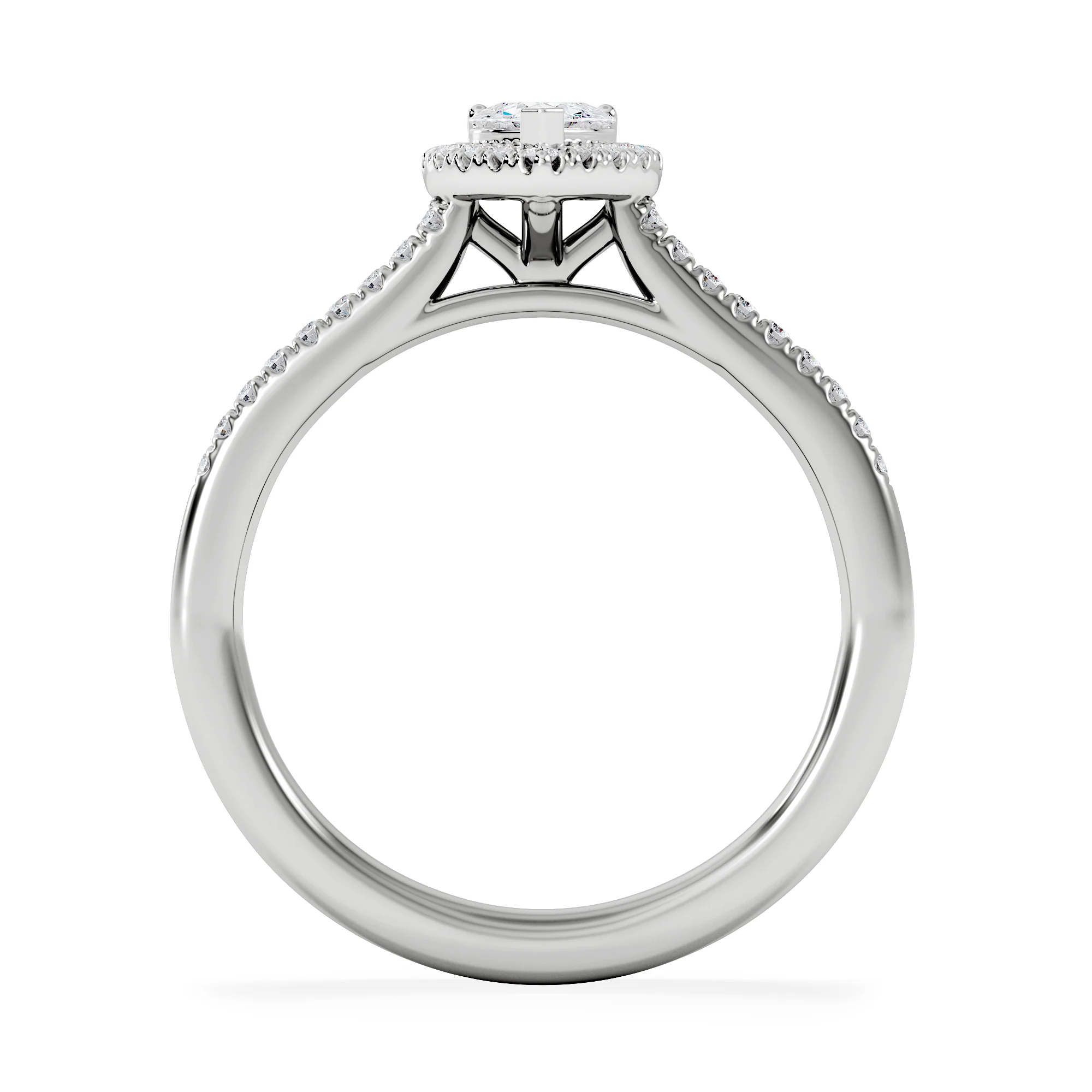 Lumia Heart Cut Lab Diamond Halo Ring 0.50ct F/VS in 925 Silver - Image 3
