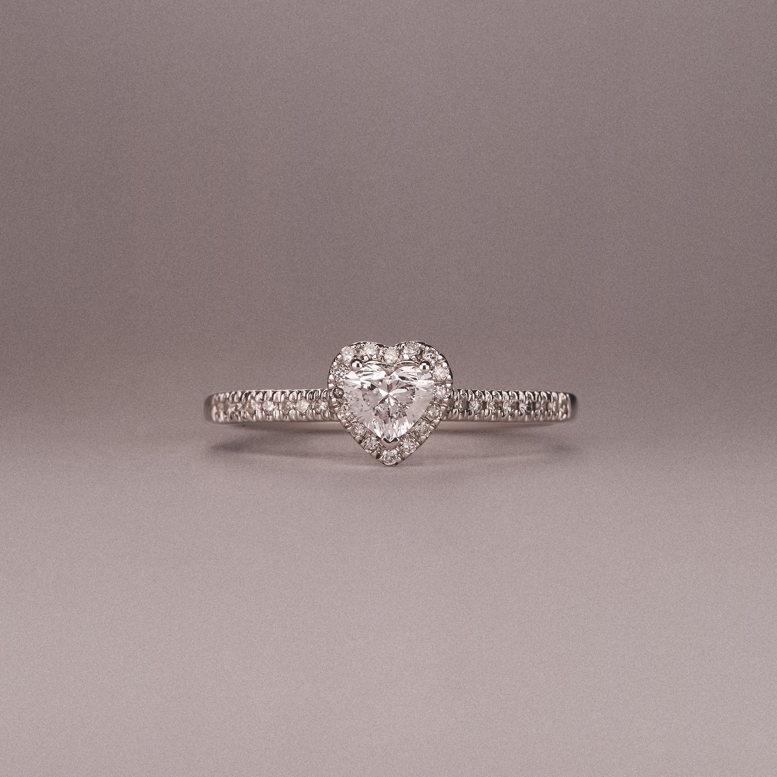 Lumia Heart Cut Lab Diamond Halo Ring 0.50ct F/VS in 925 Silver - Image 6