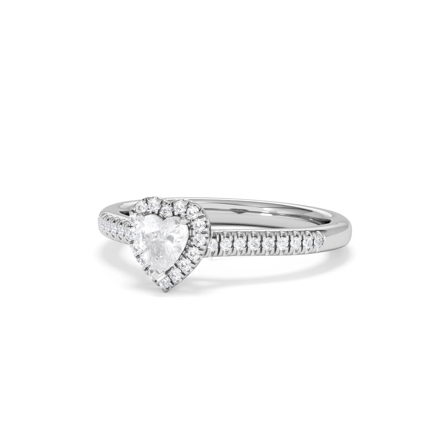 Lumia Heart Cut Lab Diamond Halo Ring 0.50ct F/VS in 925 Silver - Image 84