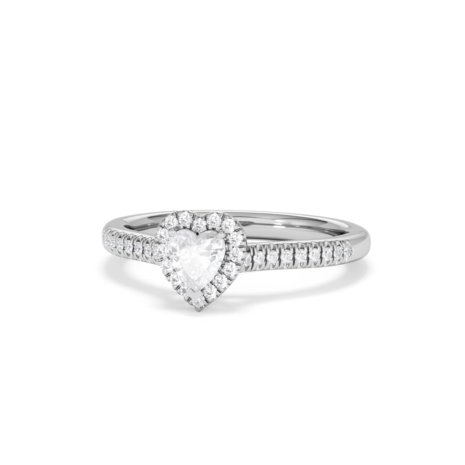 Lumia Heart Cut Lab Diamond Halo Ring 0.50ct F/VS in 925 Silver - Image 86