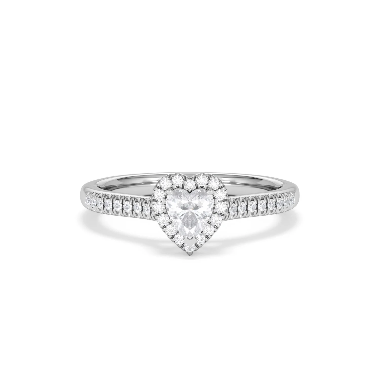 Lumia Heart Cut Lab Diamond Halo Ring 0.50ct F/VS in 925 Silver - Image 9