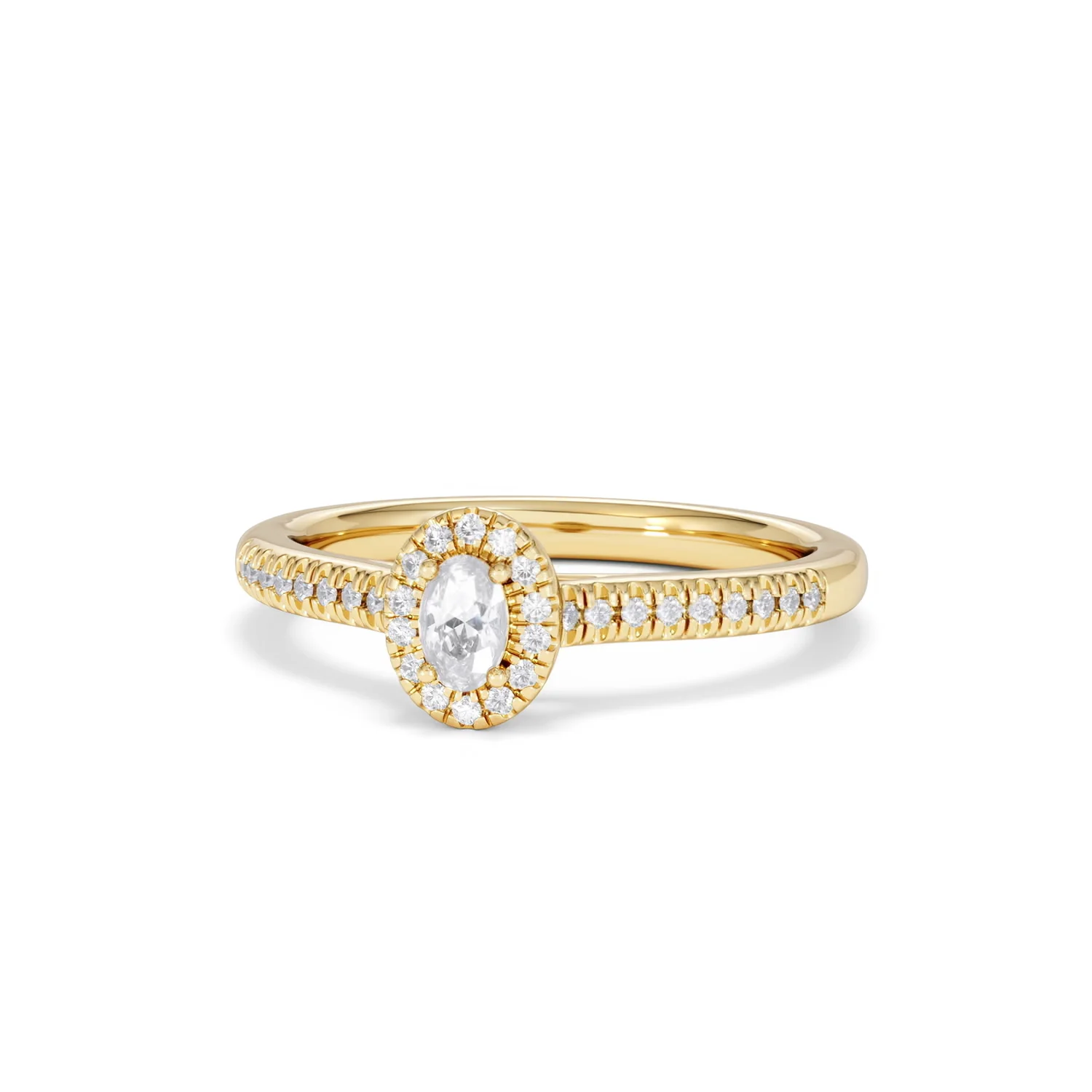 Lumia Oval Cut Lab Diamond Halo Ring 0.33ct F/VS in 18K Gold Vermeil - Image 87