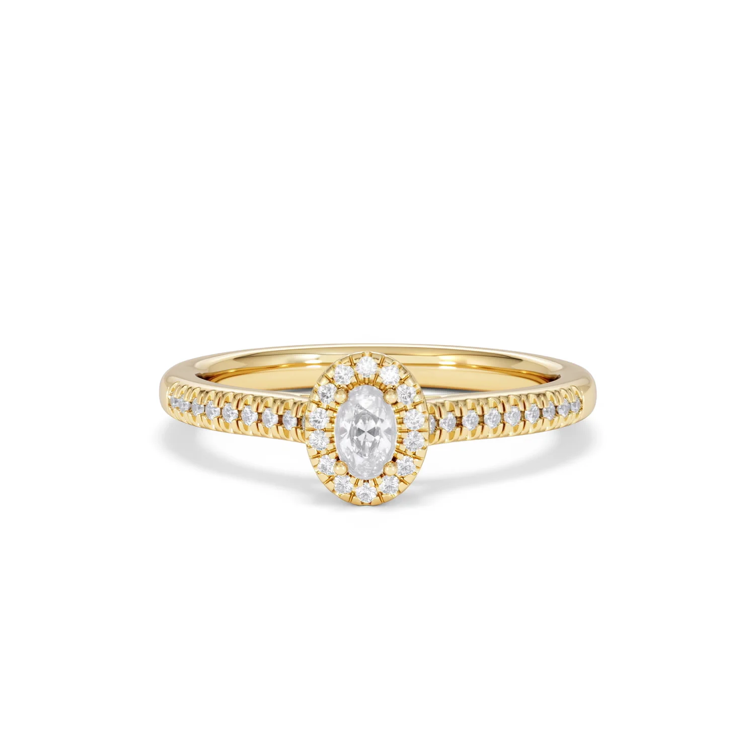 Lumia Oval Cut Lab Diamond Halo Ring 0.33ct F/VS in 18K Gold Vermeil - Image 89