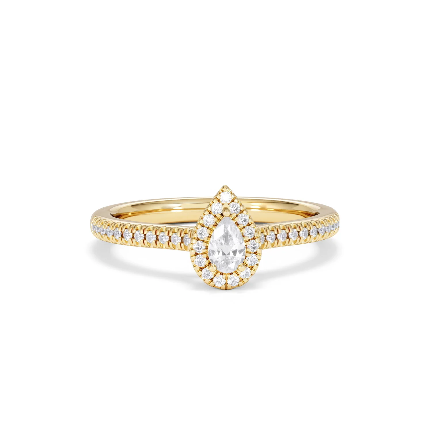 Lumia Pear Cut Lab Diamond Halo Ring 0.33ct F/VS in 18K Gold Vermeil - Image 11