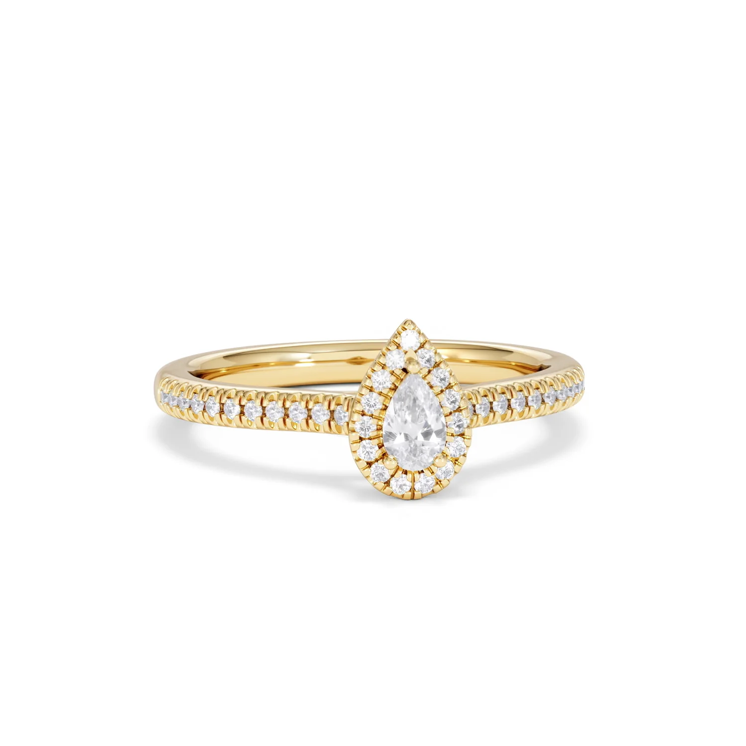 Lumia Pear Cut Lab Diamond Halo Ring 0.33ct F/VS in 18K Gold Vermeil - Image 12