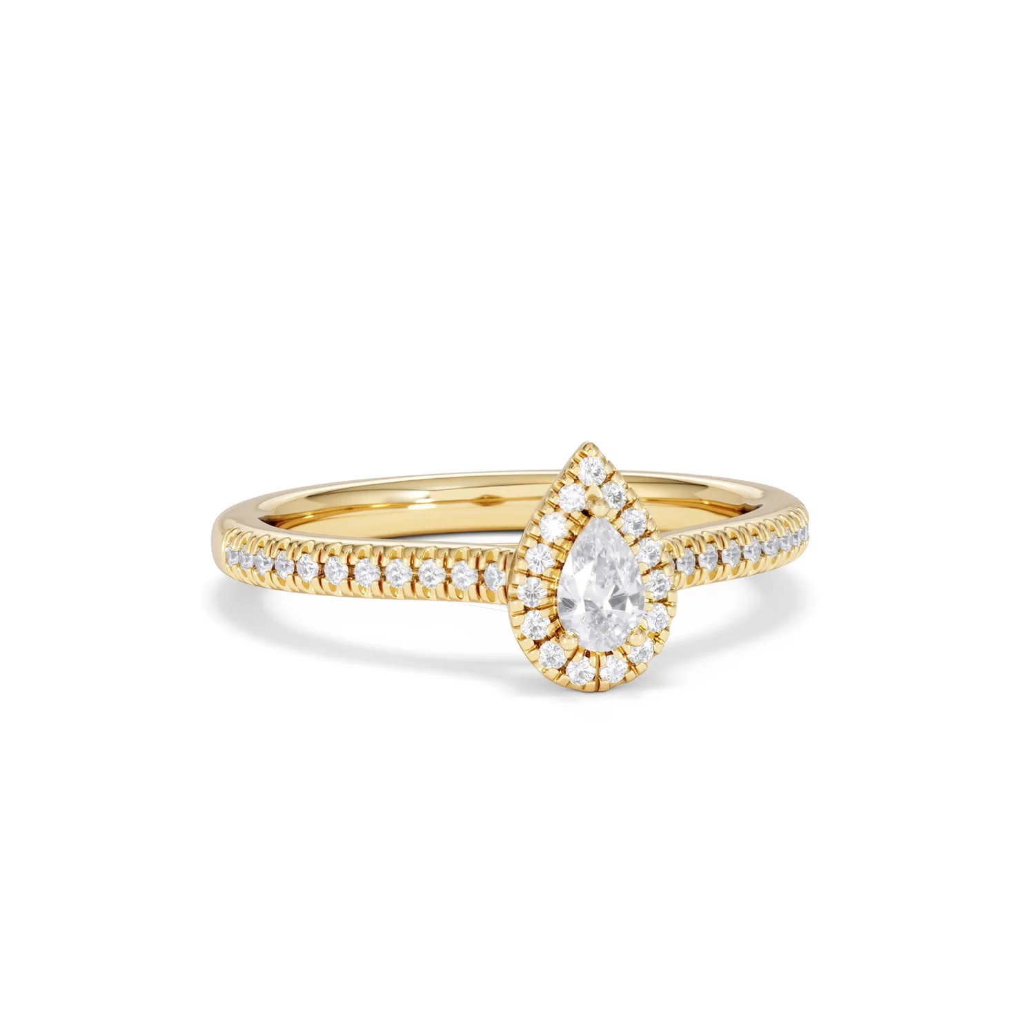 Lumia Pear Cut Lab Diamond Halo Ring 0.33ct F/VS in 18K Gold Vermeil - Image 13