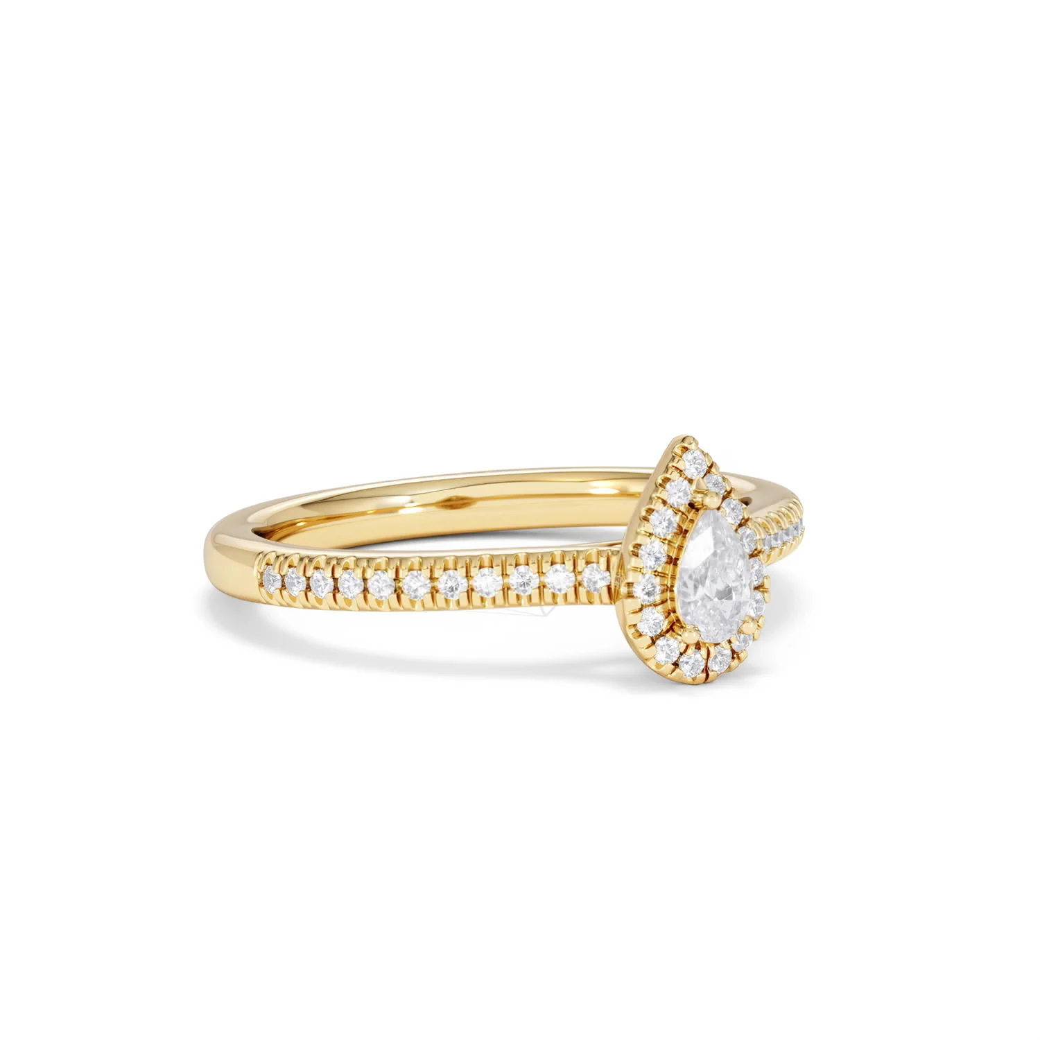 Lumia Pear Cut Lab Diamond Halo Ring 0.33ct F/VS in 18K Gold Vermeil - Image 17