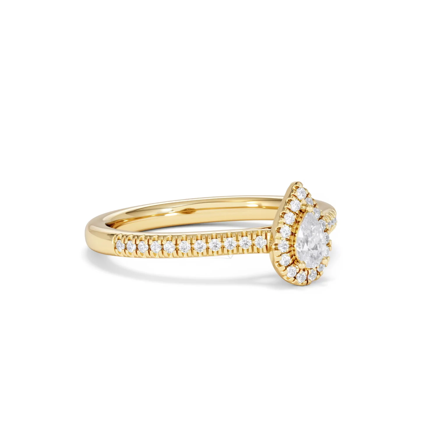 Lumia Pear Cut Lab Diamond Halo Ring 0.33ct F/VS in 18K Gold Vermeil - Image 18