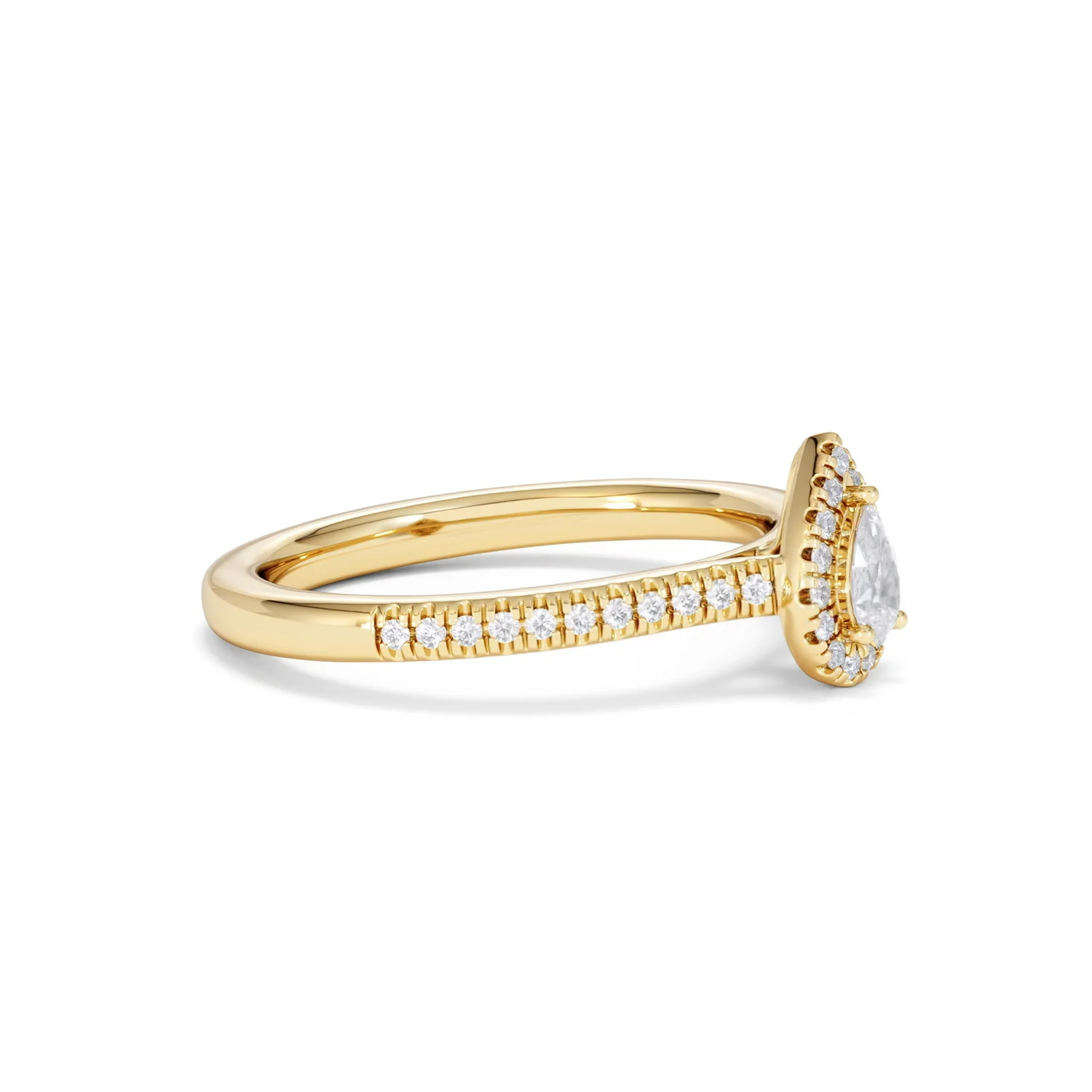 Lumia Pear Cut Lab Diamond Halo Ring 0.33ct F/VS in 18K Gold Vermeil - Image 23