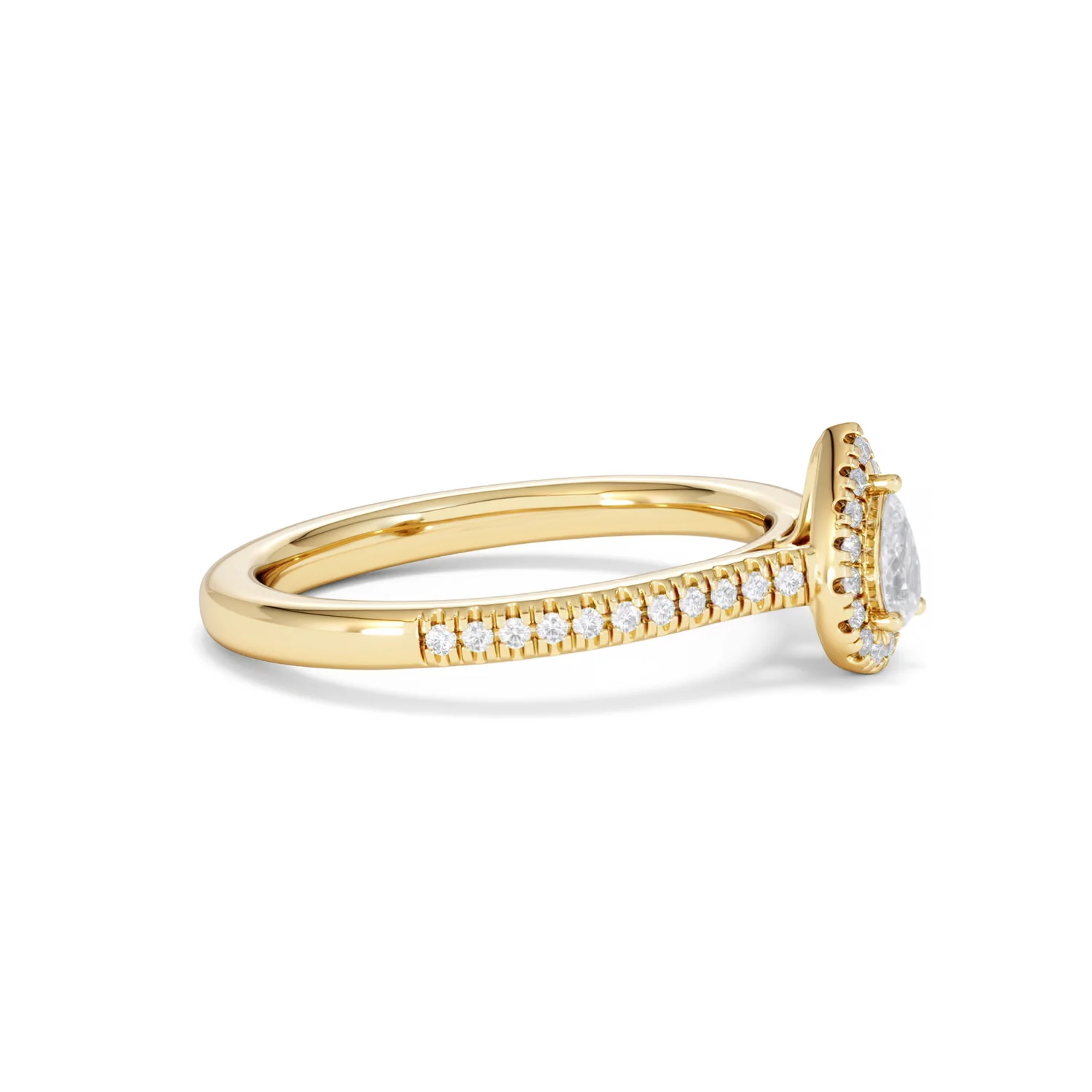 Lumia Pear Cut Lab Diamond Halo Ring 0.33ct F/VS in 18K Gold Vermeil - Image 25