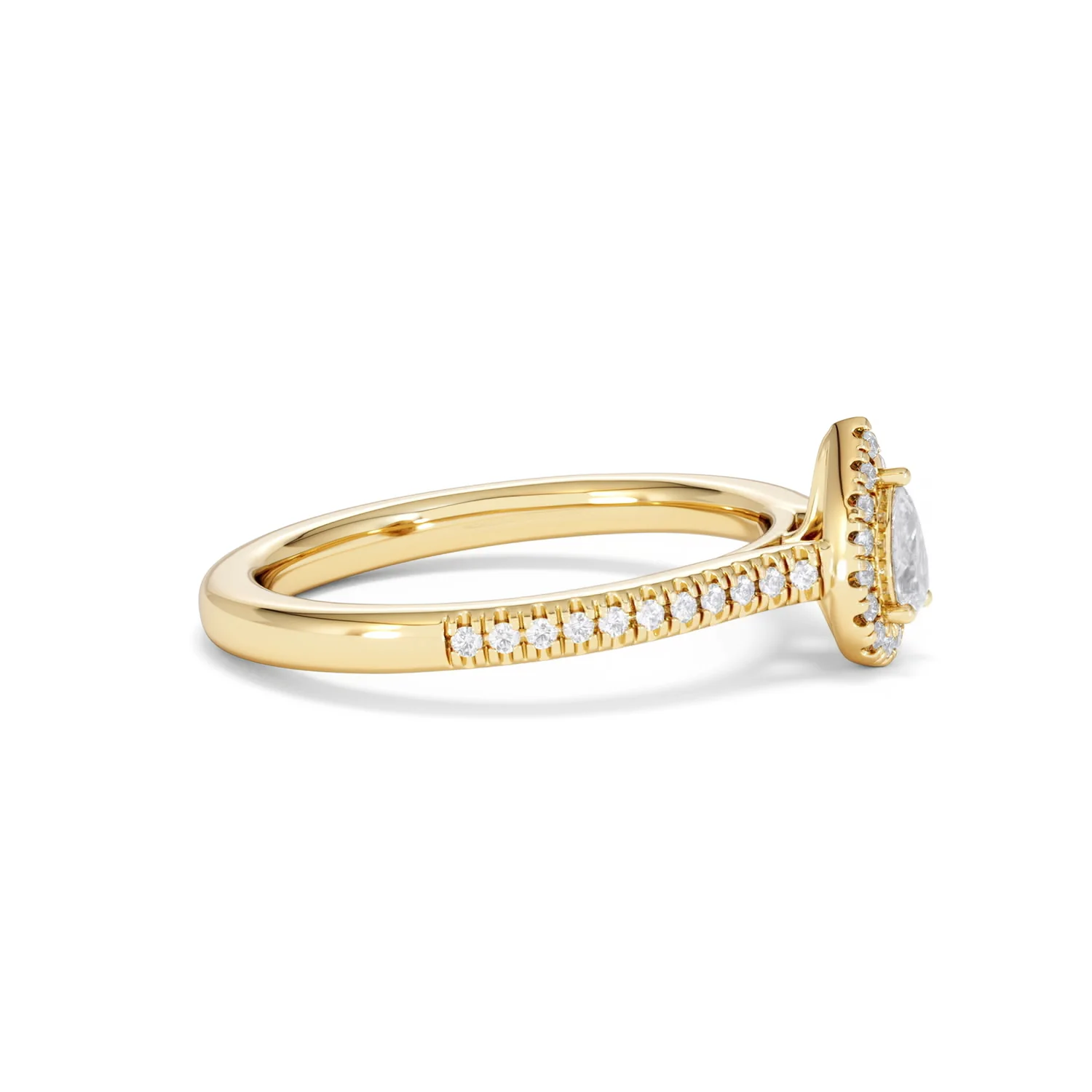 Lumia Pear Cut Lab Diamond Halo Ring 0.33ct F/VS in 18K Gold Vermeil - Image 26