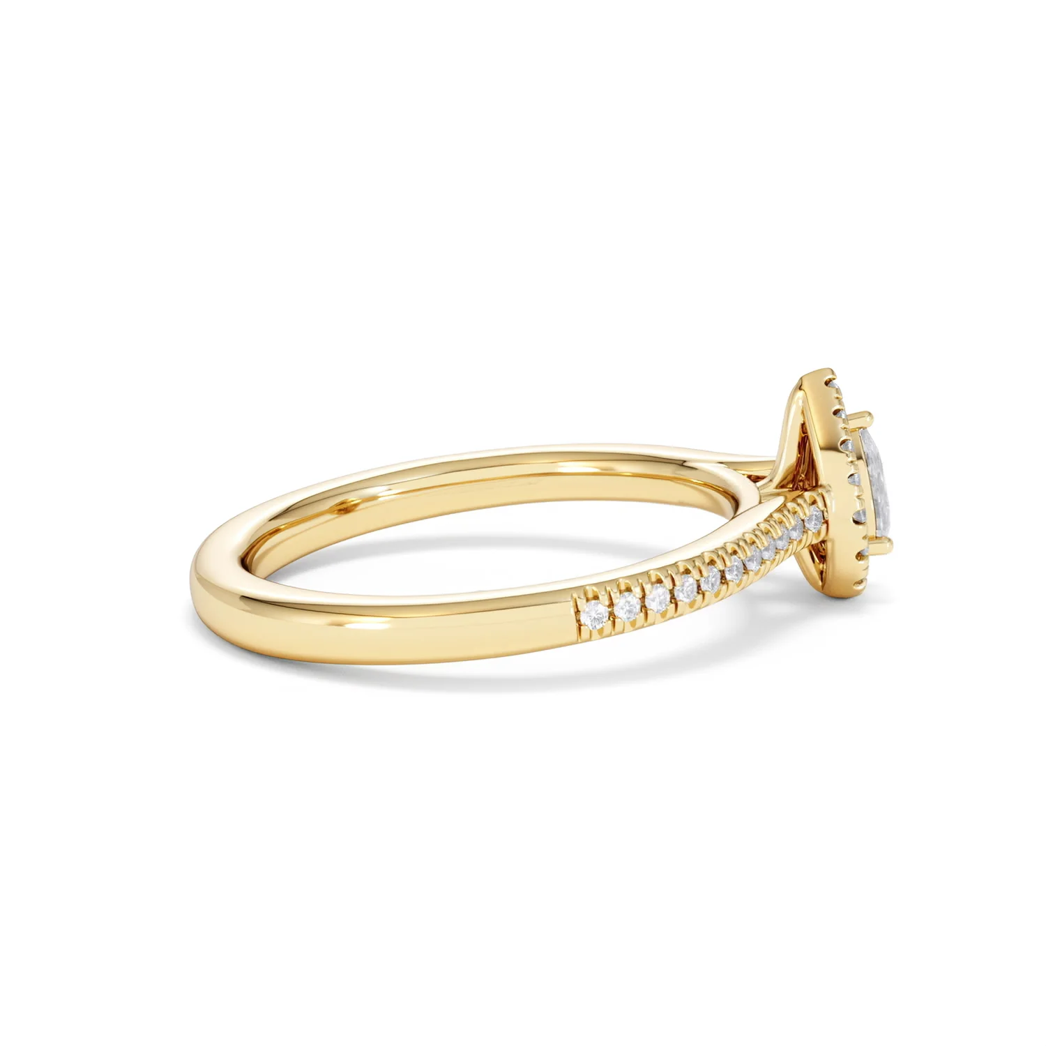 Lumia Pear Cut Lab Diamond Halo Ring 0.33ct F/VS in 18K Gold Vermeil - Image 32