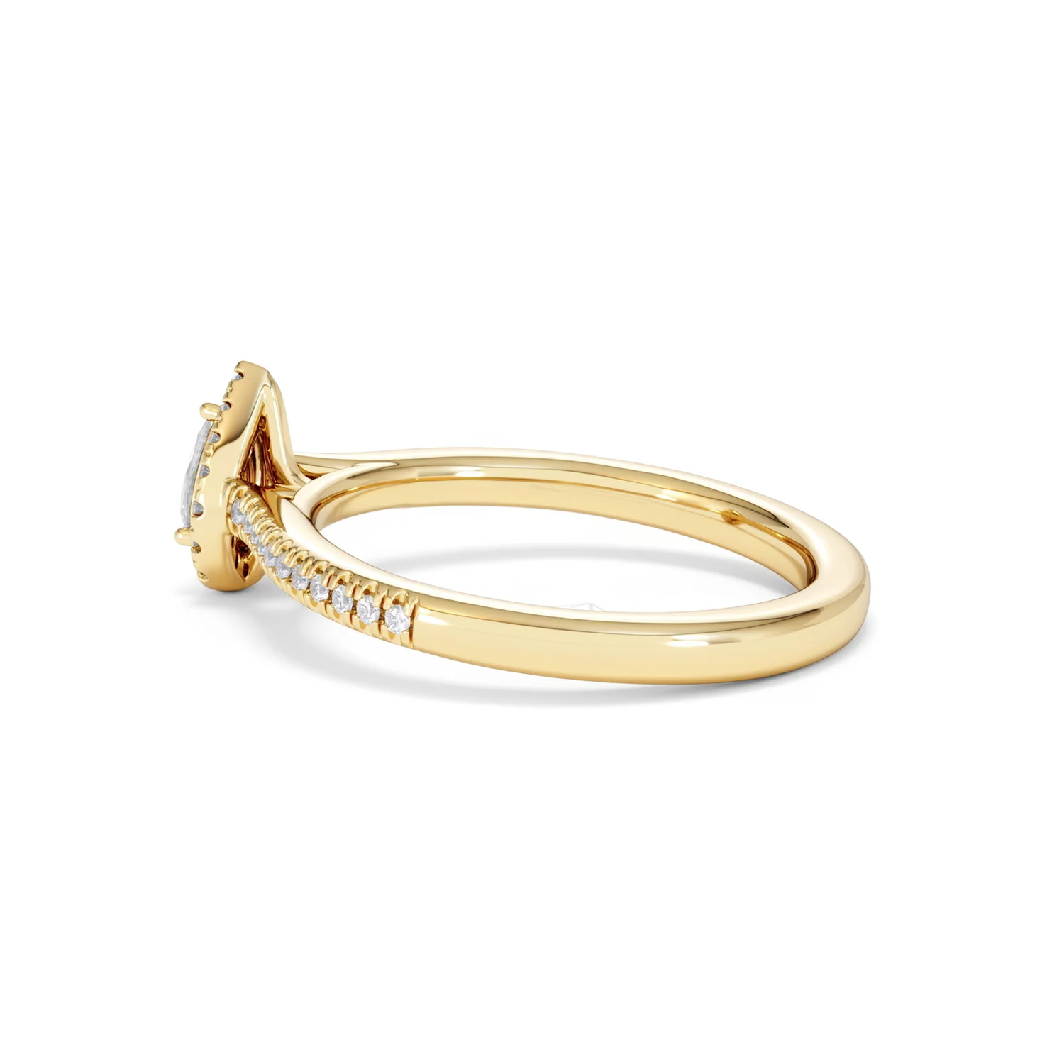 Lumia Pear Cut Lab Diamond Halo Ring 0.33ct F/VS in 18K Gold Vermeil - Image 65