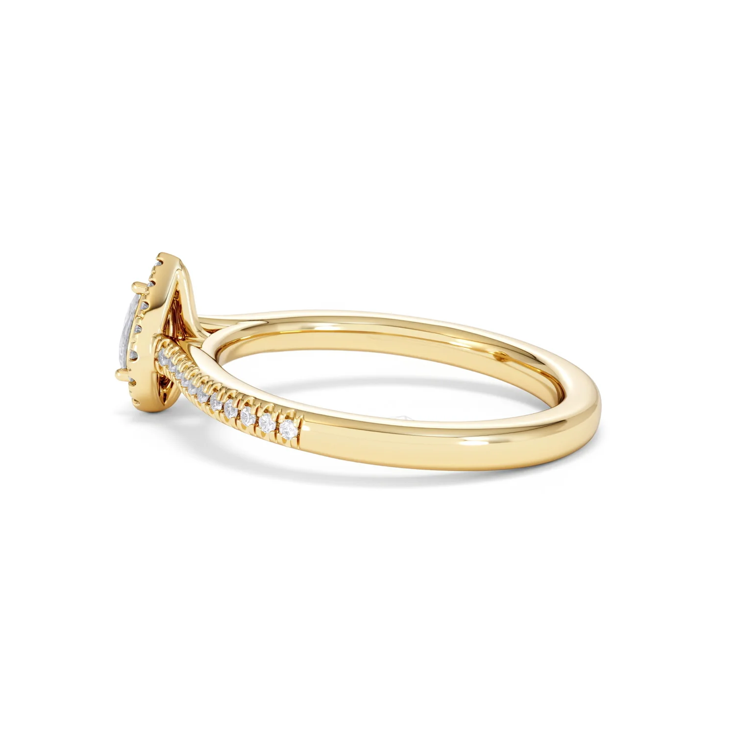 Lumia Pear Cut Lab Diamond Halo Ring 0.33ct F/VS in 18K Gold Vermeil - Image 66