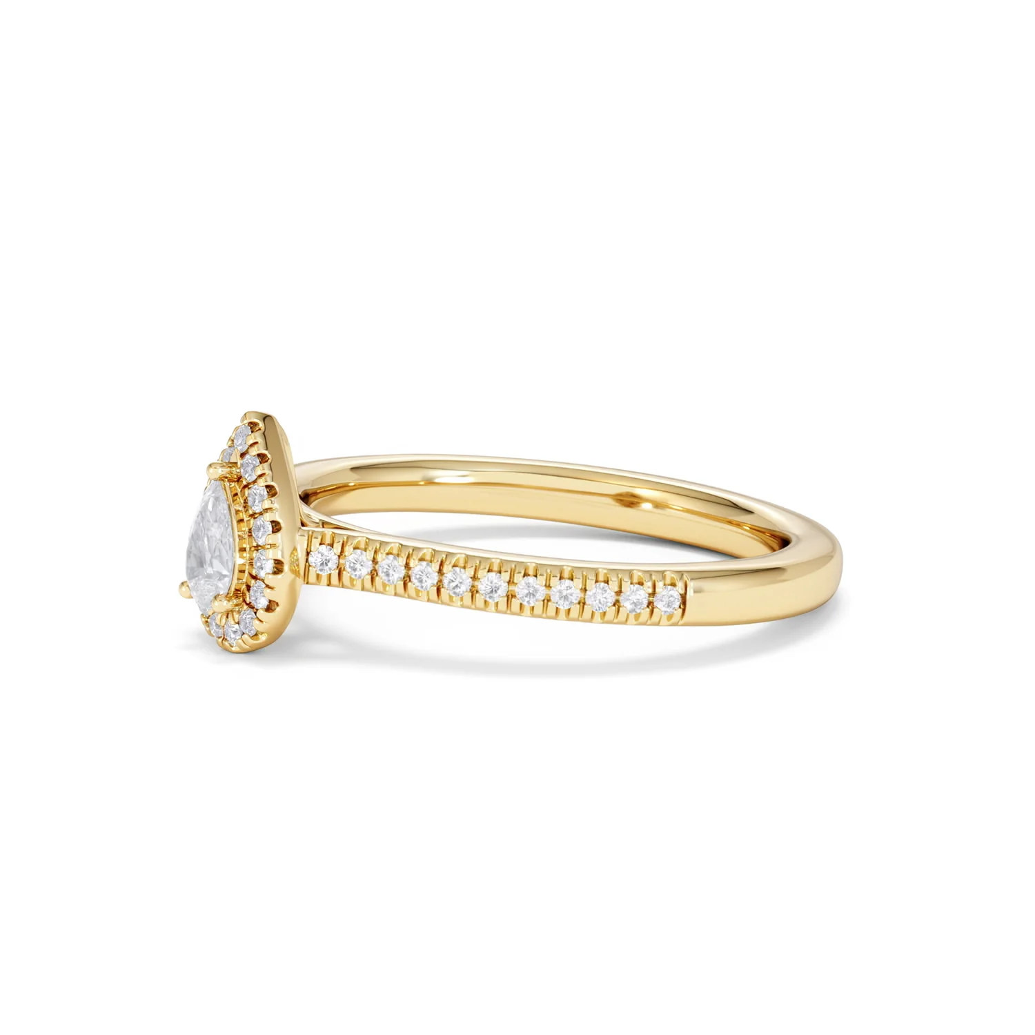 Lumia Pear Cut Lab Diamond Halo Ring 0.33ct F/VS in 18K Gold Vermeil - Image 77