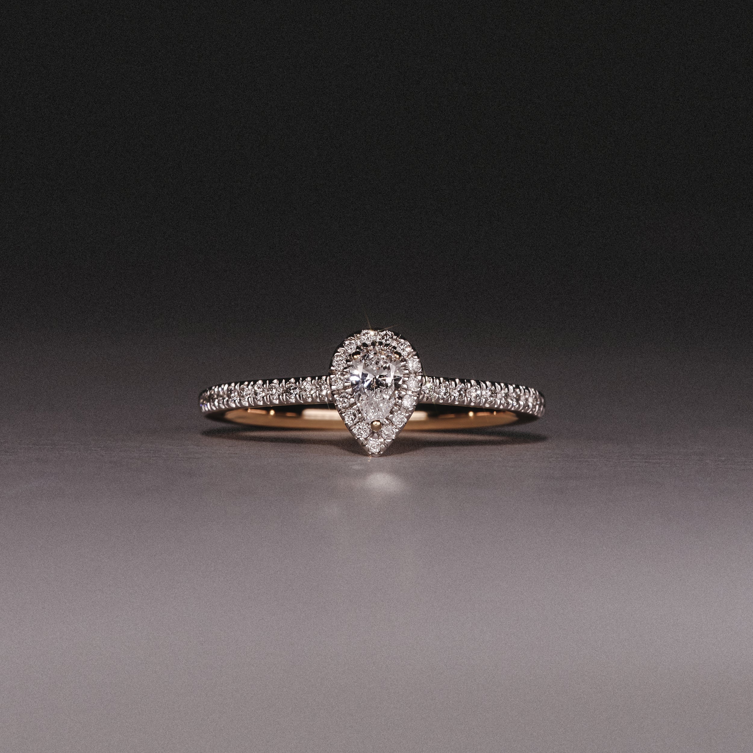 Lumia Pear Cut Lab Diamond Halo Ring 0.33ct F/VS in 18K Gold Vermeil - Image 8