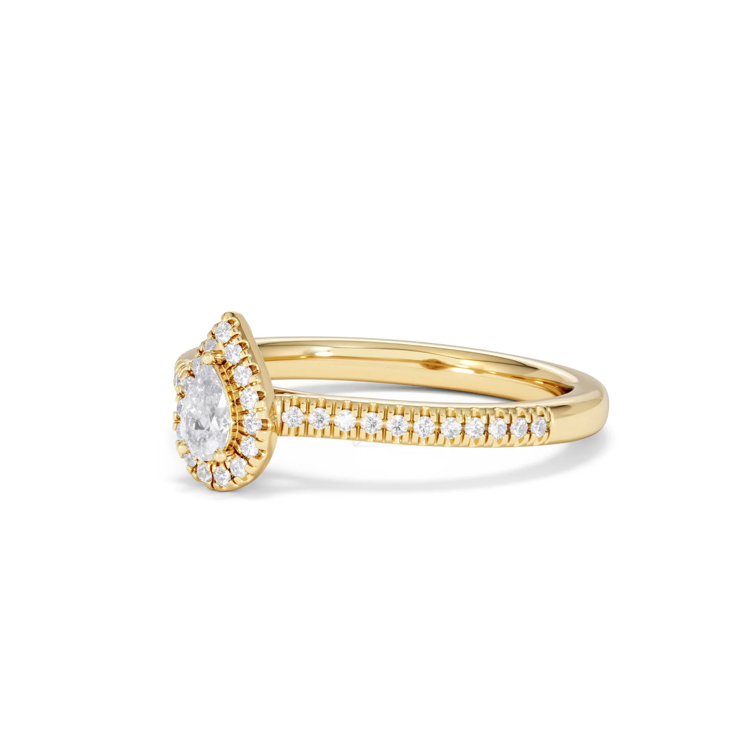 Lumia Pear Cut Lab Diamond Halo Ring 0.33ct F/VS in 18K Gold Vermeil - Image 81
