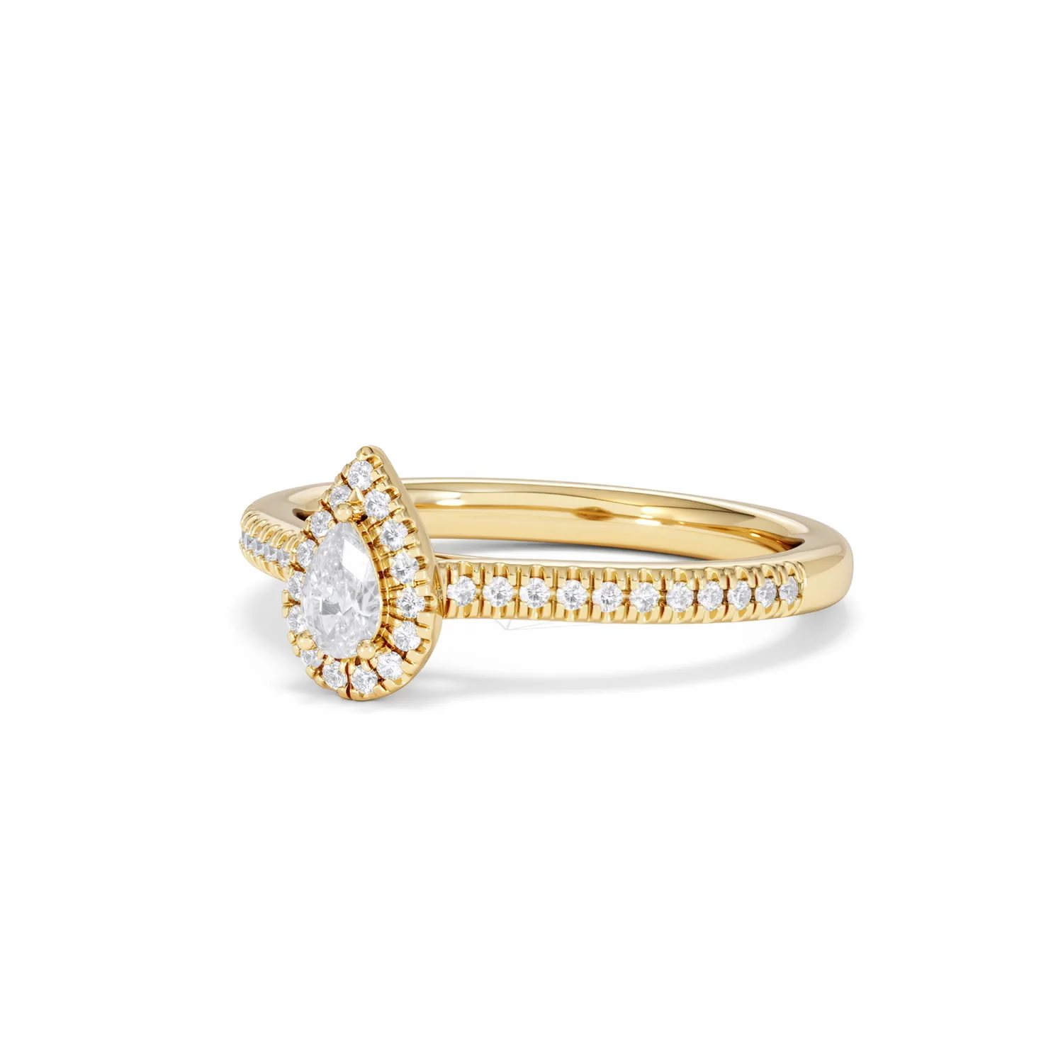 Lumia Pear Cut Lab Diamond Halo Ring 0.33ct F/VS in 18K Gold Vermeil - Image 83