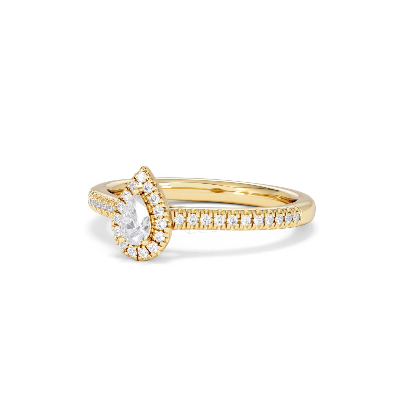 Lumia Pear Cut Lab Diamond Halo Ring 0.33ct F/VS in 18K Gold Vermeil - Image 84