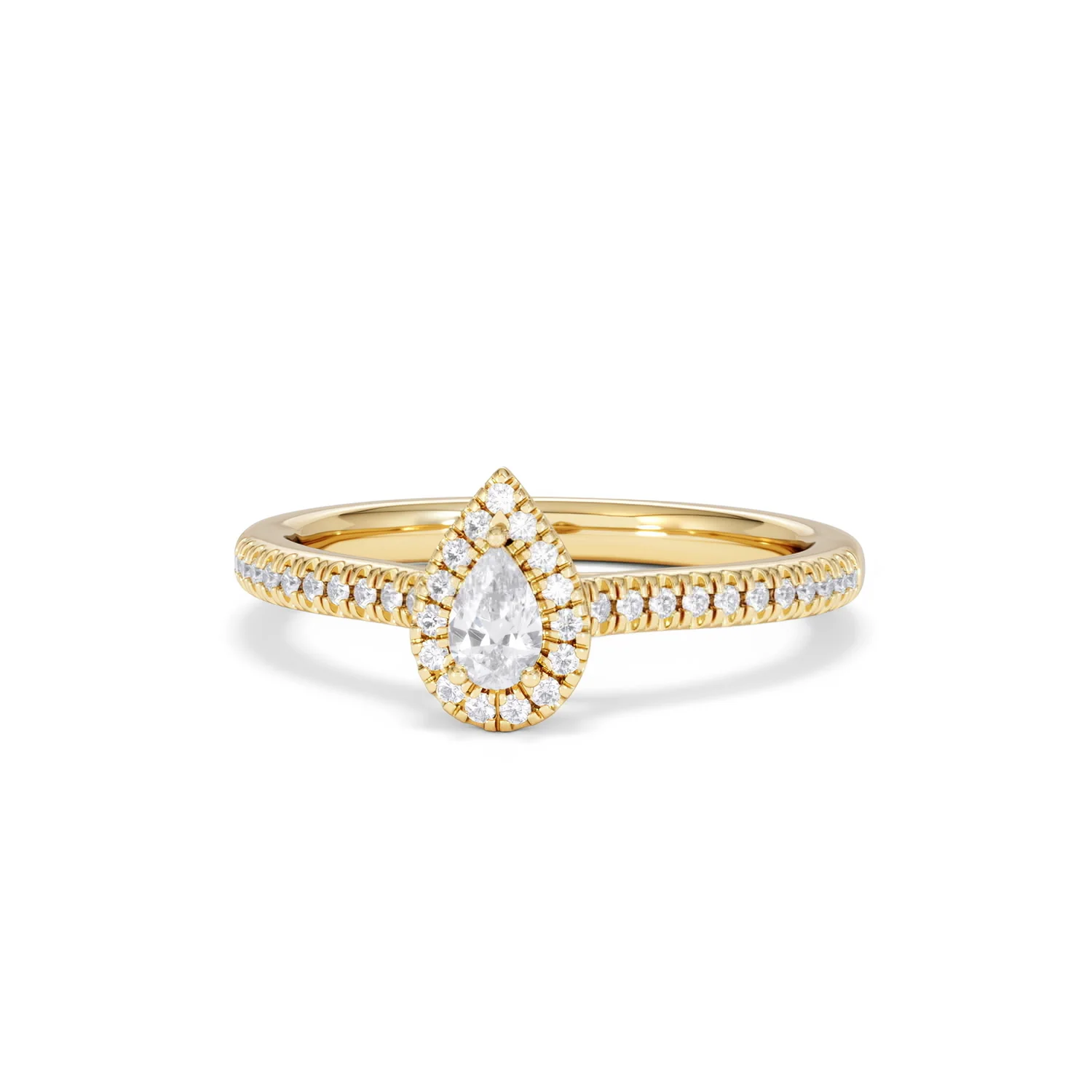 Lumia Pear Cut Lab Diamond Halo Ring 0.33ct F/VS in 18K Gold Vermeil - Image 88