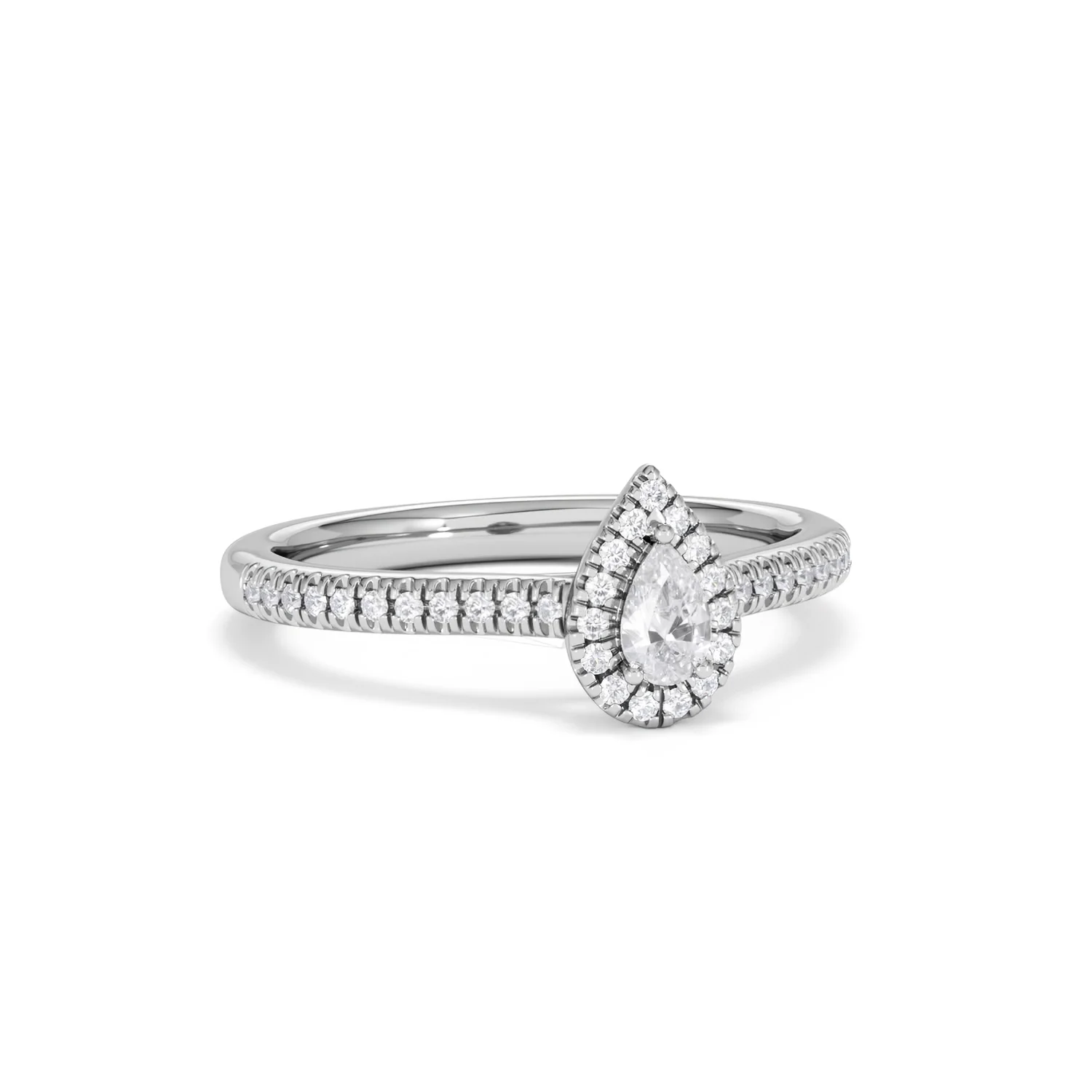 Lumia Pear Cut Lab Diamond Halo Ring 0.33ct F/VS in 925 Silver - Image 14