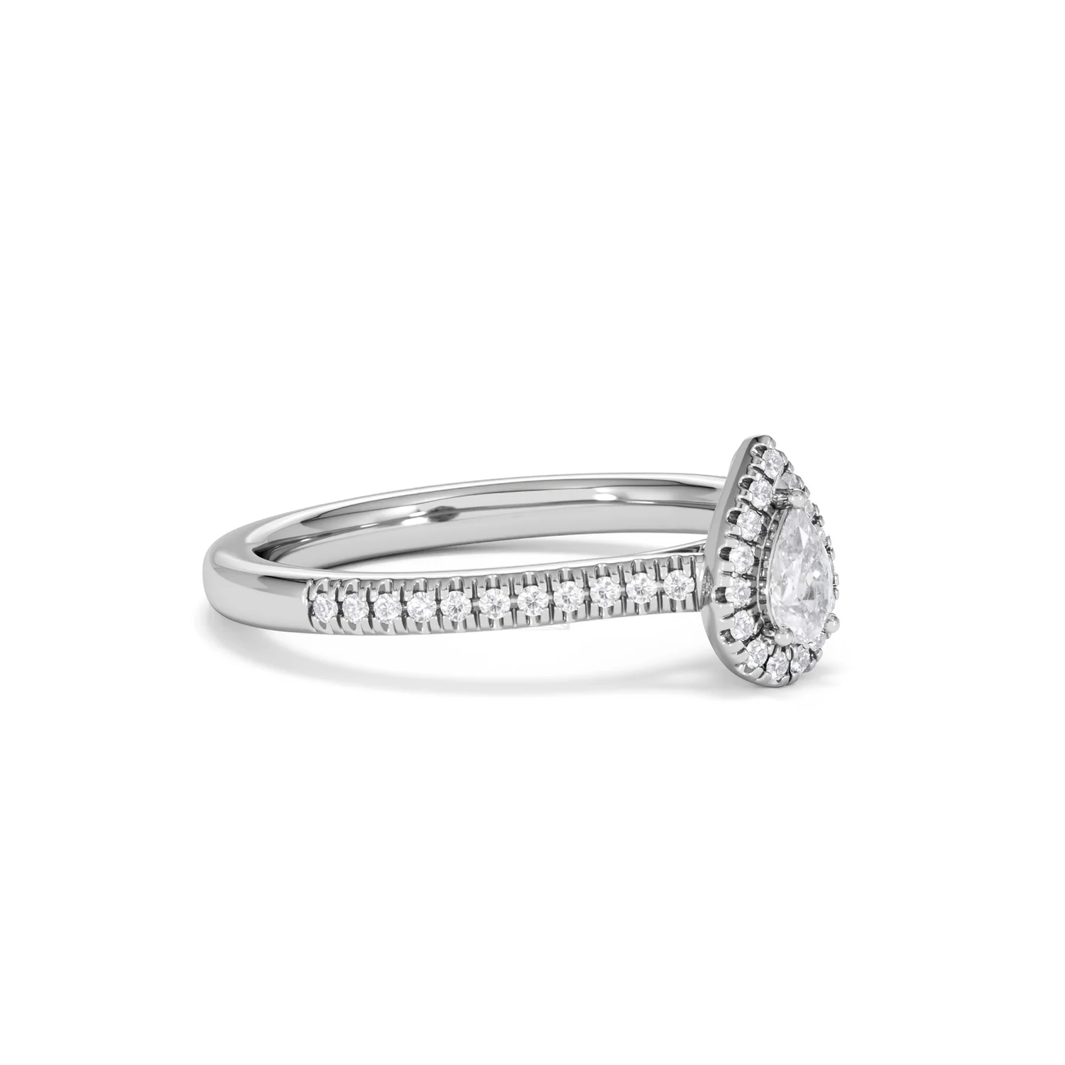Lumia Pear Cut Lab Diamond Halo Ring 0.33ct F/VS in 925 Silver - Image 20
