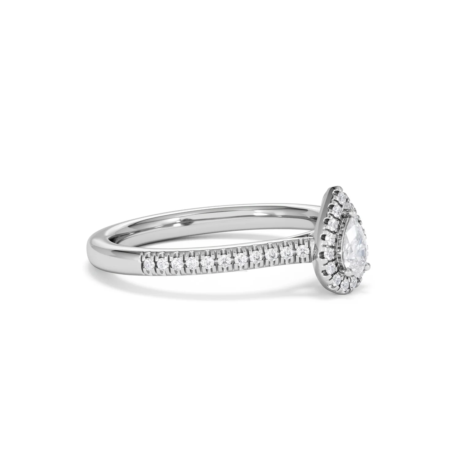 Lumia Pear Cut Lab Diamond Halo Ring 0.33ct F/VS in 925 Silver - Image 21