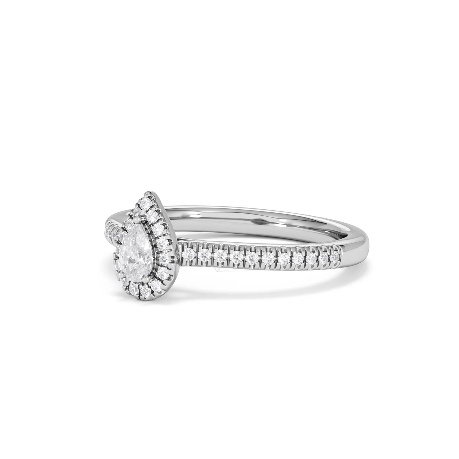 Lumia Pear Cut Lab Diamond Halo Ring 0.33ct F/VS in 925 Silver - Image 82