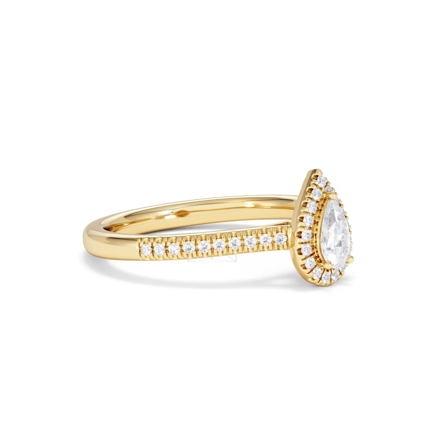 Lumia Pear Cut Lab Diamond Halo Ring 0.50ct F/VS in 18K Gold Vermeil - Image 20