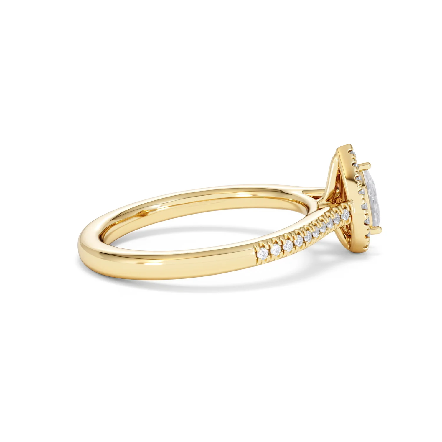 Lumia Pear Cut Lab Diamond Halo Ring 0.50ct F/VS in 18K Gold Vermeil - Image 32