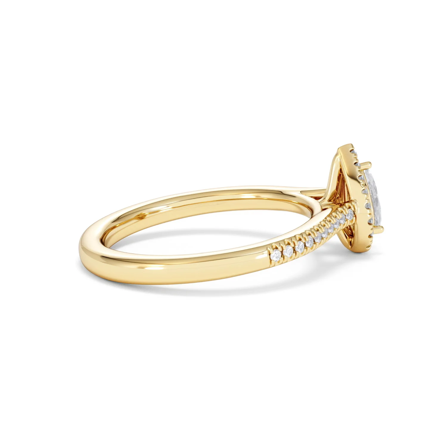Lumia Pear Cut Lab Diamond Halo Ring 0.50ct F/VS in 18K Gold Vermeil - Image 33