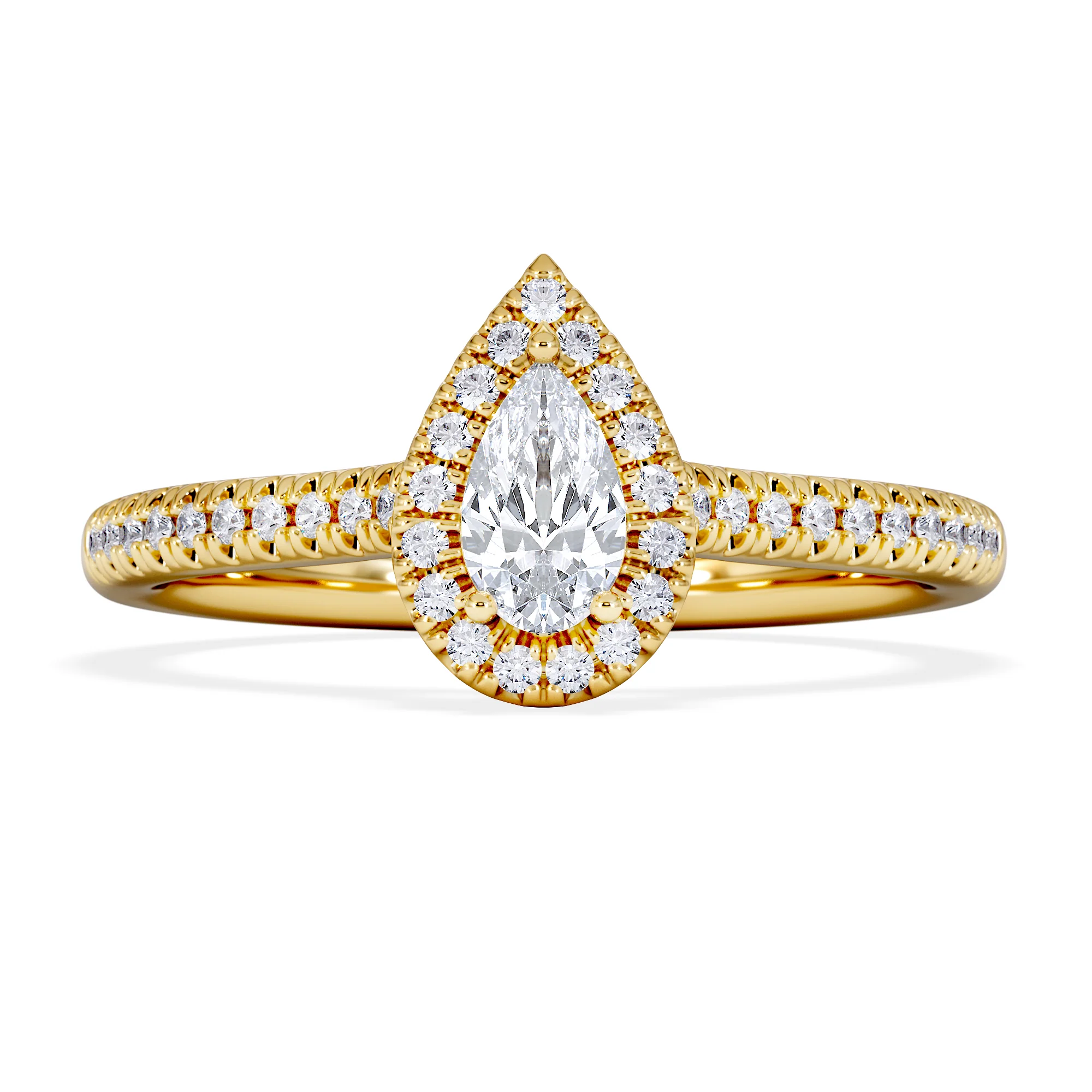 Lumia Pear Cut Lab Diamond Halo Ring 0.50ct F/VS in 18K Gold Vermeil - Image 6