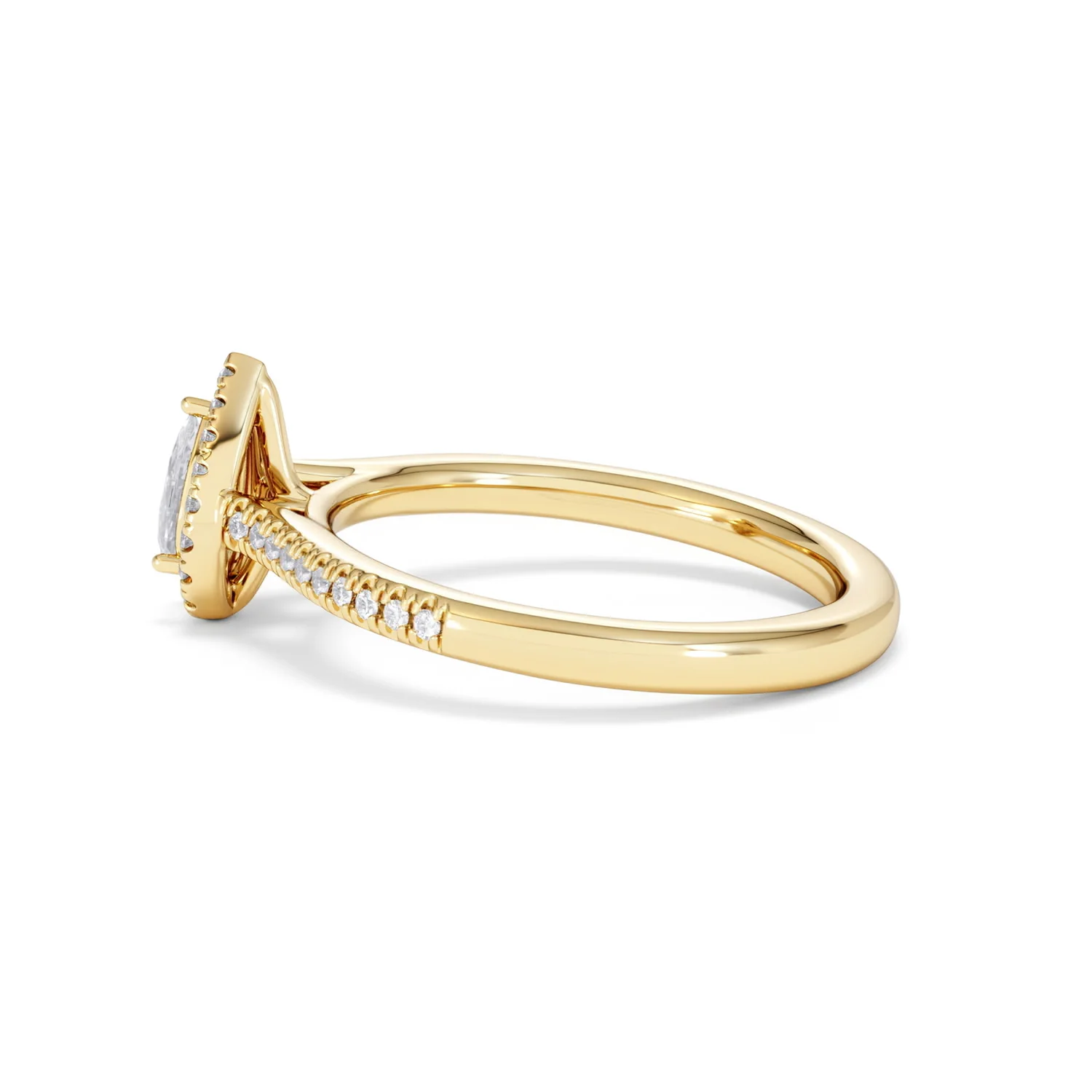 Lumia Pear Cut Lab Diamond Halo Ring 0.50ct F/VS in 18K Gold Vermeil - Image 67
