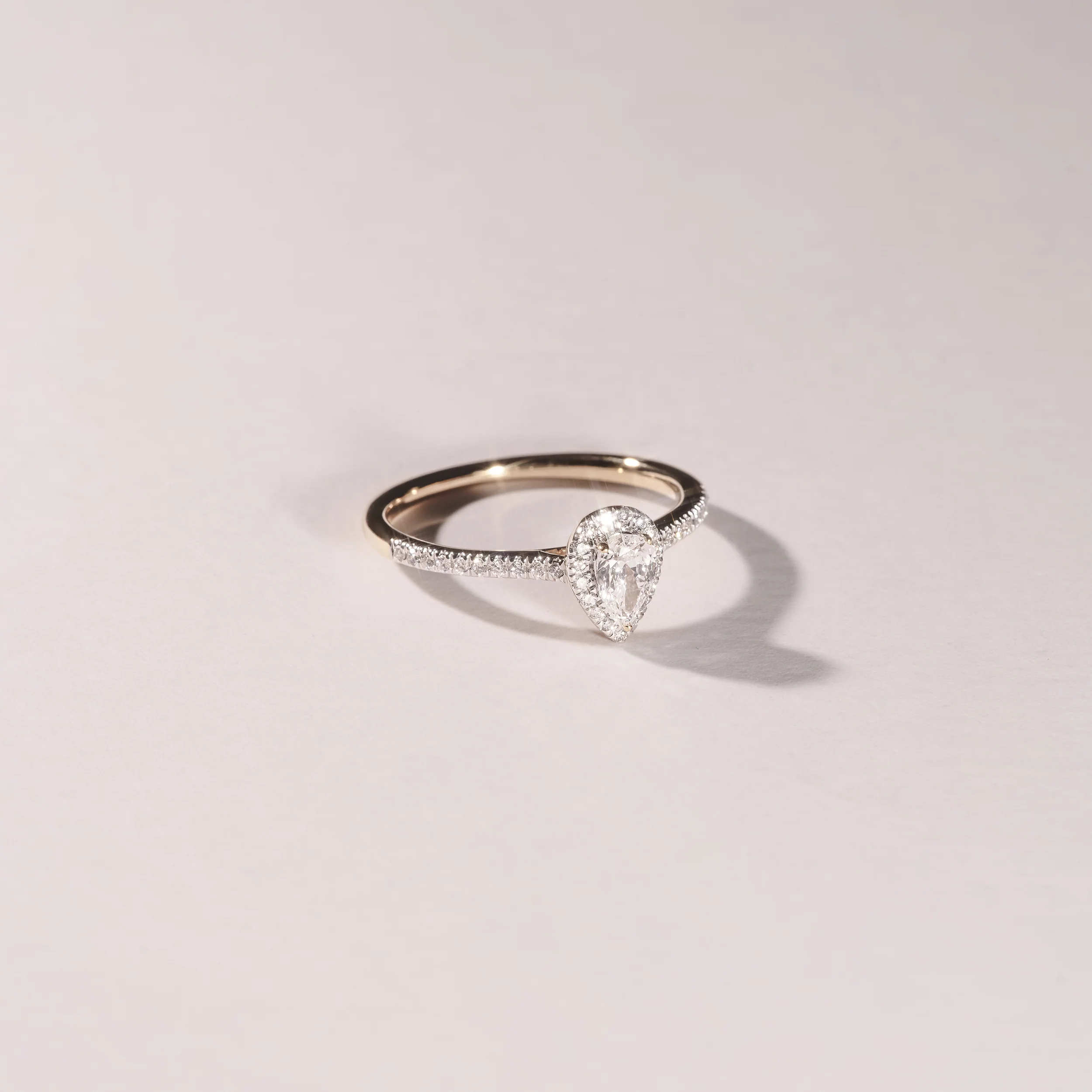 Lumia Pear Cut Lab Diamond Halo Ring 0.50ct F/VS in 18K Gold Vermeil - Image 7