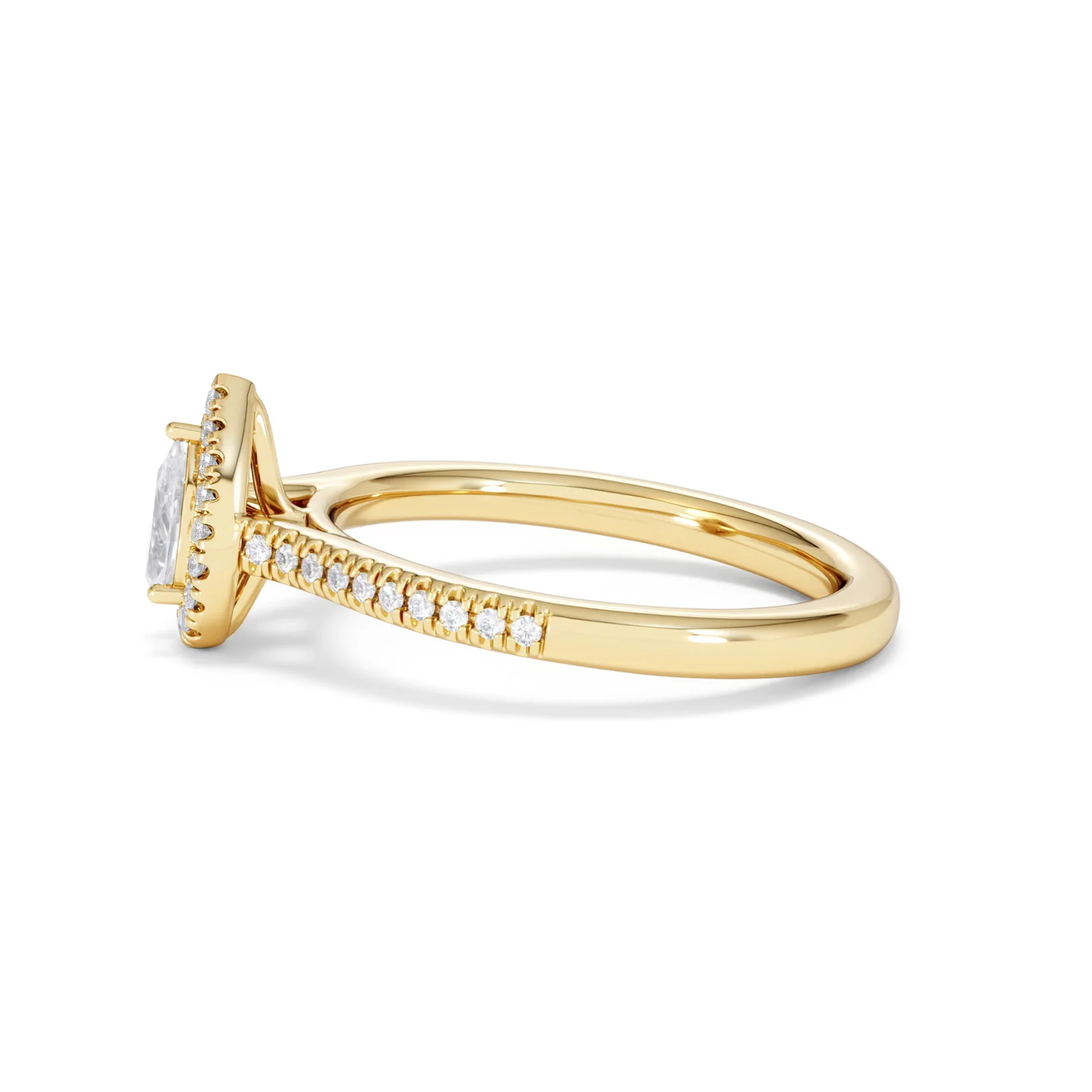 Lumia Pear Cut Lab Diamond Halo Ring 0.50ct F/VS in 18K Gold Vermeil - Image 71
