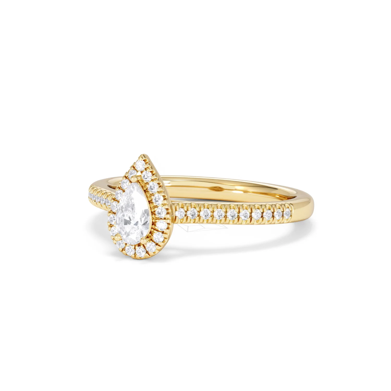Lumia Pear Cut Lab Diamond Halo Ring 0.50ct F/VS in 18K Gold Vermeil - Image 84