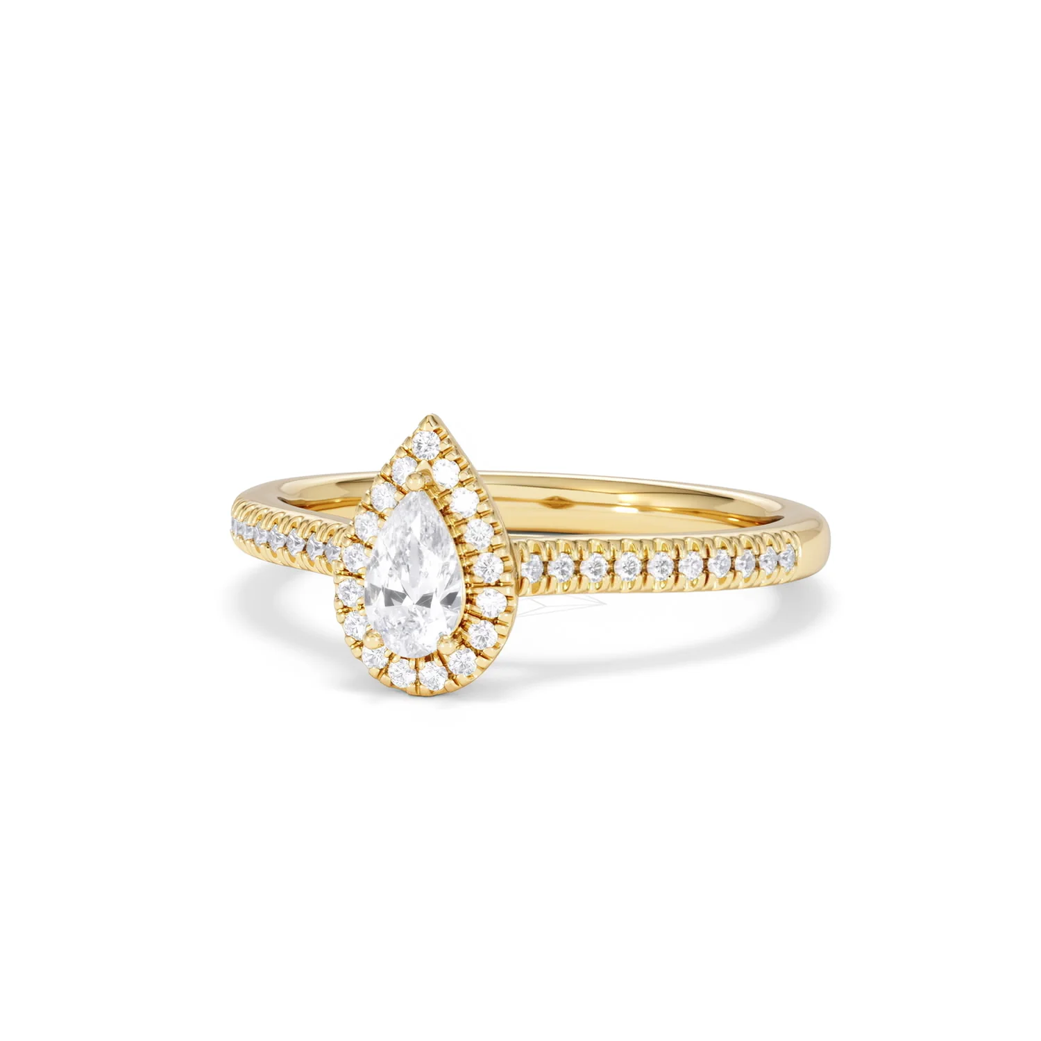 Lumia Pear Cut Lab Diamond Halo Ring 0.50ct F/VS in 18K Gold Vermeil - Image 86