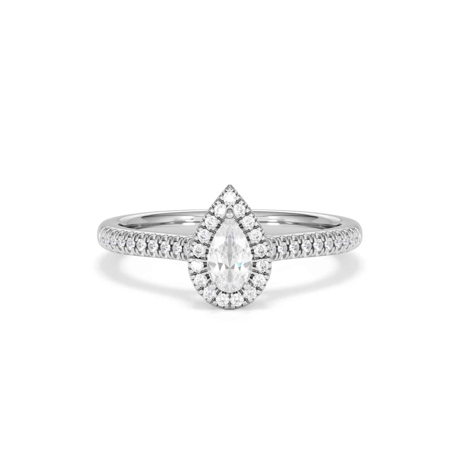 Lumia Pear Cut Lab Diamond Halo Ring 0.50ct F/VS in 925 Silver - Image 10