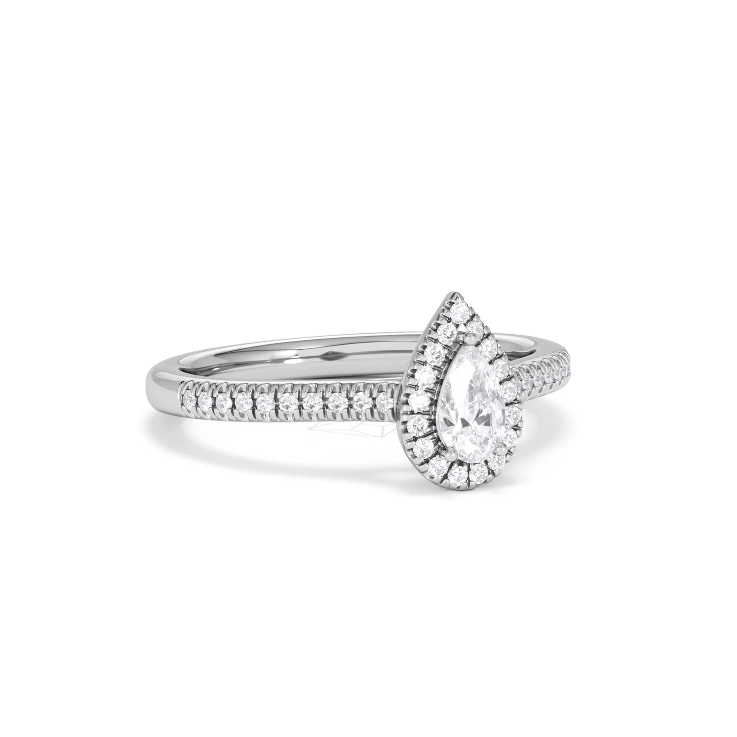 Lumia Pear Cut Lab Diamond Halo Ring 0.50ct F/VS in 925 Silver - Image 15