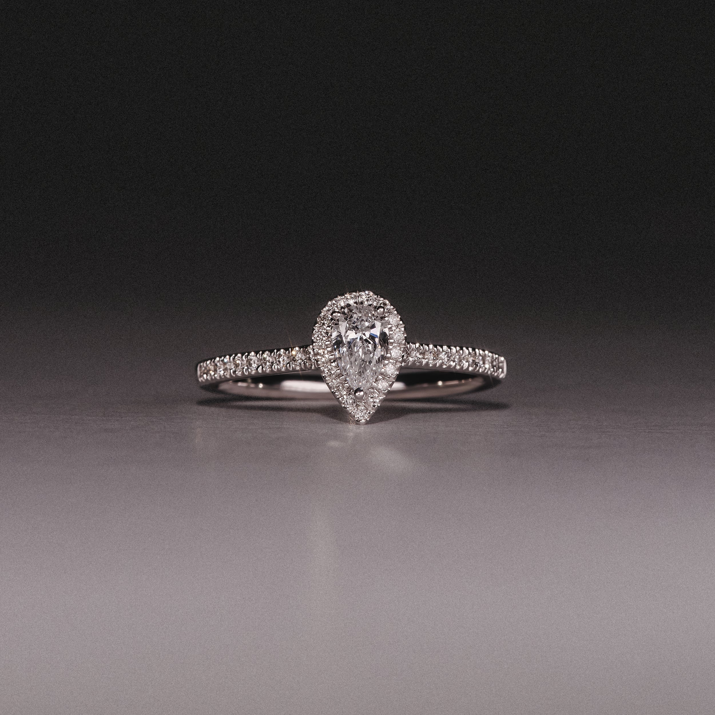 Lumia Pear Cut Lab Diamond Halo Ring 0.50ct F/VS in 925 Silver - Image 8