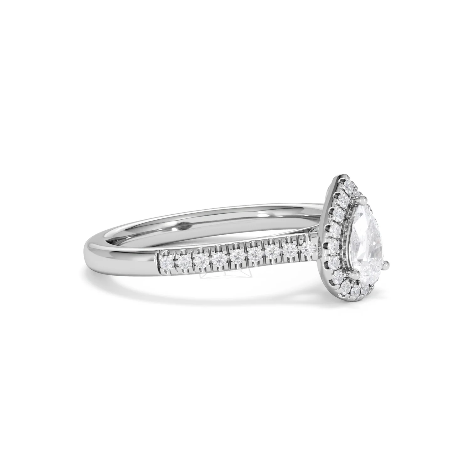 Lumia Pear Cut Lab Diamond Halo Ring 0.70ct F/VS in 9K White Gold - Image 21