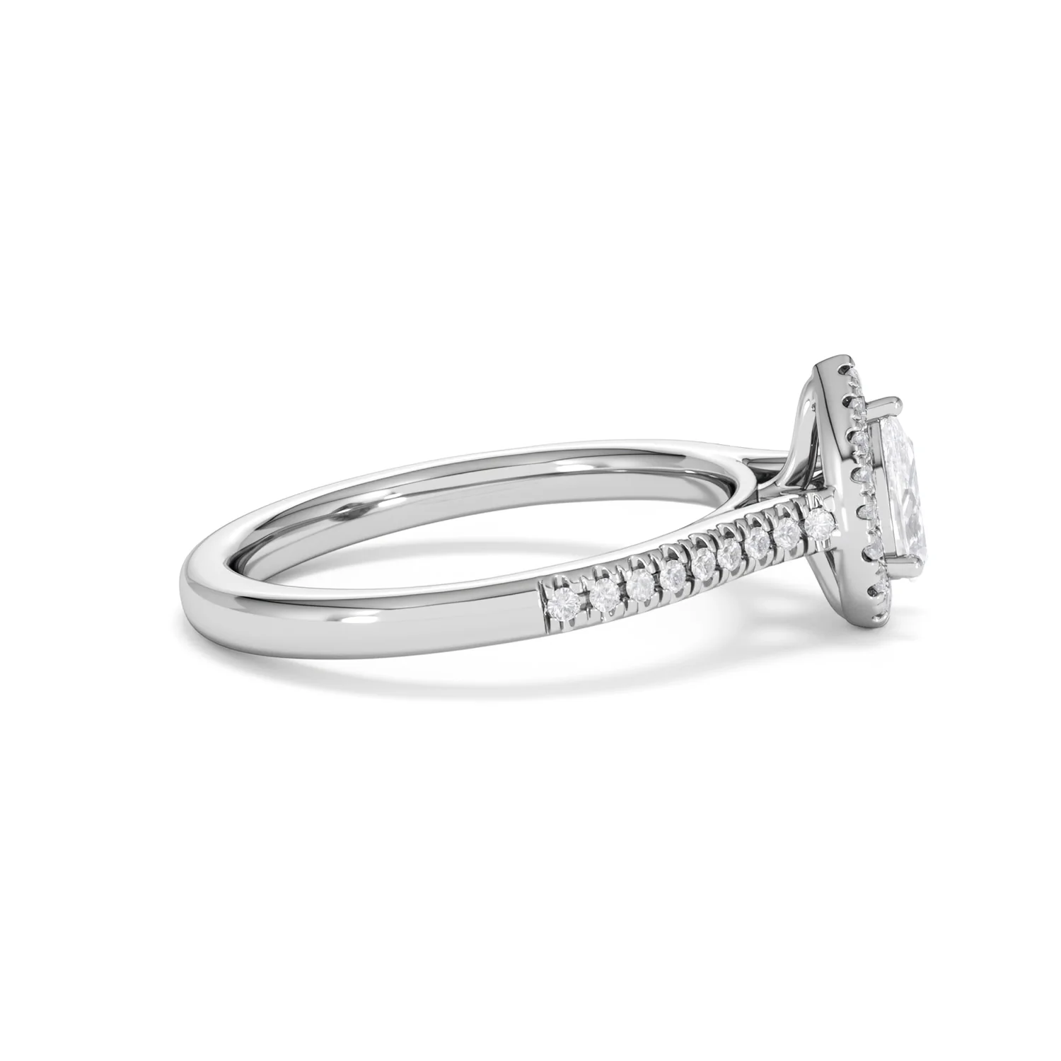 Lumia Pear Cut Lab Diamond Halo Ring 0.70ct F/VS in 9K White Gold - Image 29