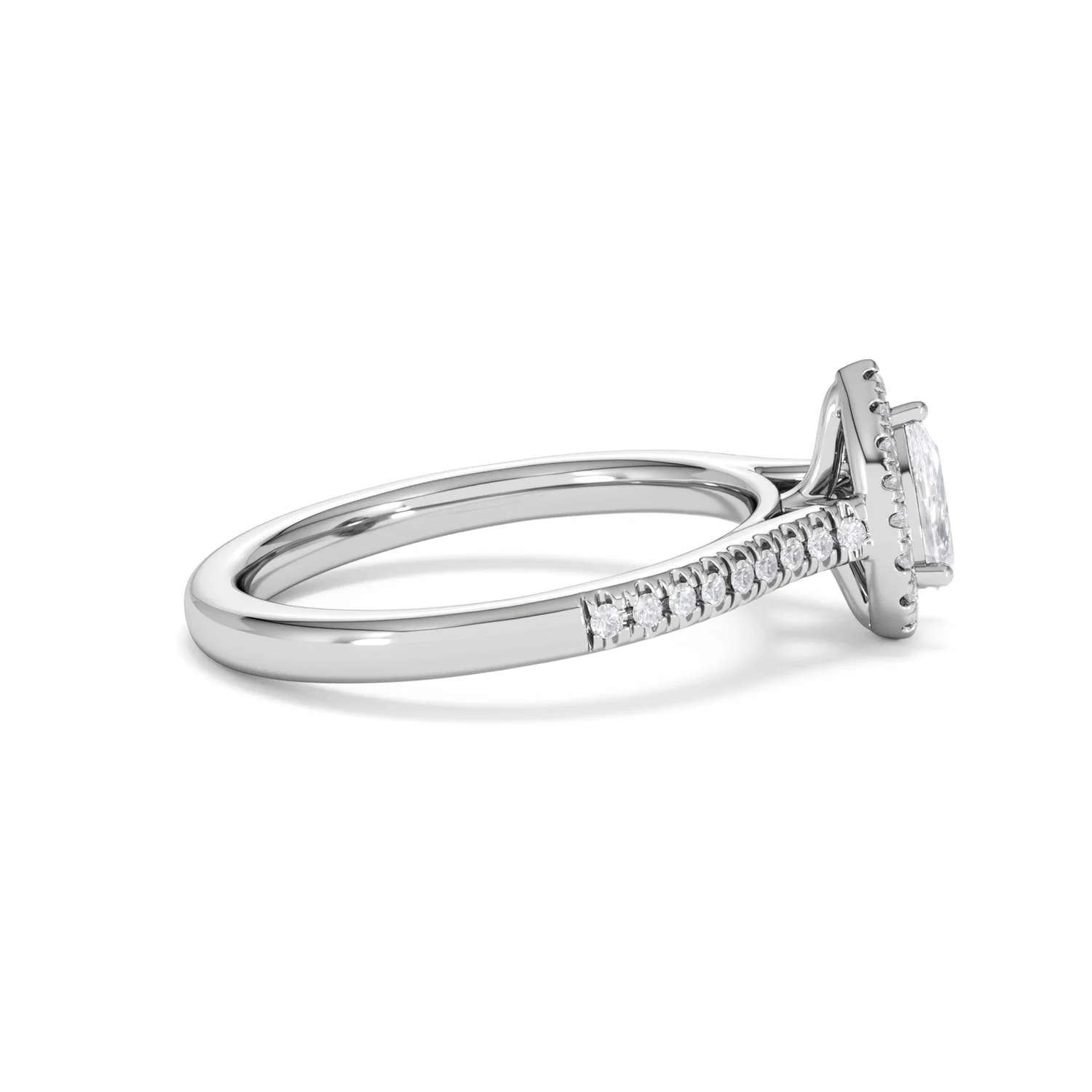 Lumia Pear Cut Lab Diamond Halo Ring 0.70ct F/VS in 9K White Gold - Image 30